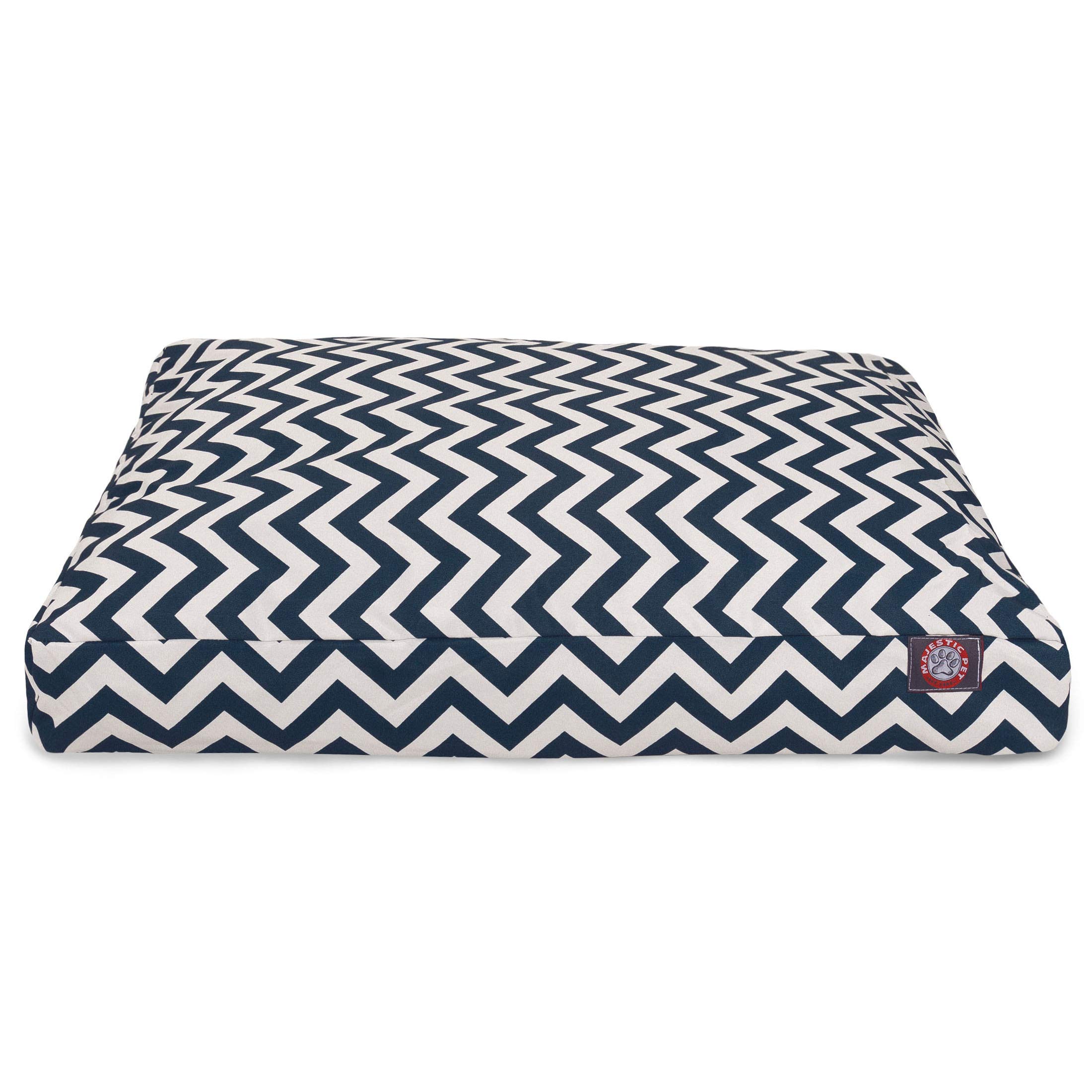 Majestic Pet Chevron Rectangle Washable Dog Bed – Non-Slip Comfortable Crate Bed with Removable Cover – Kennel Bed for Small Dogs, Navy Polyester Fiber – Perfect for Home, Office & Travel Use