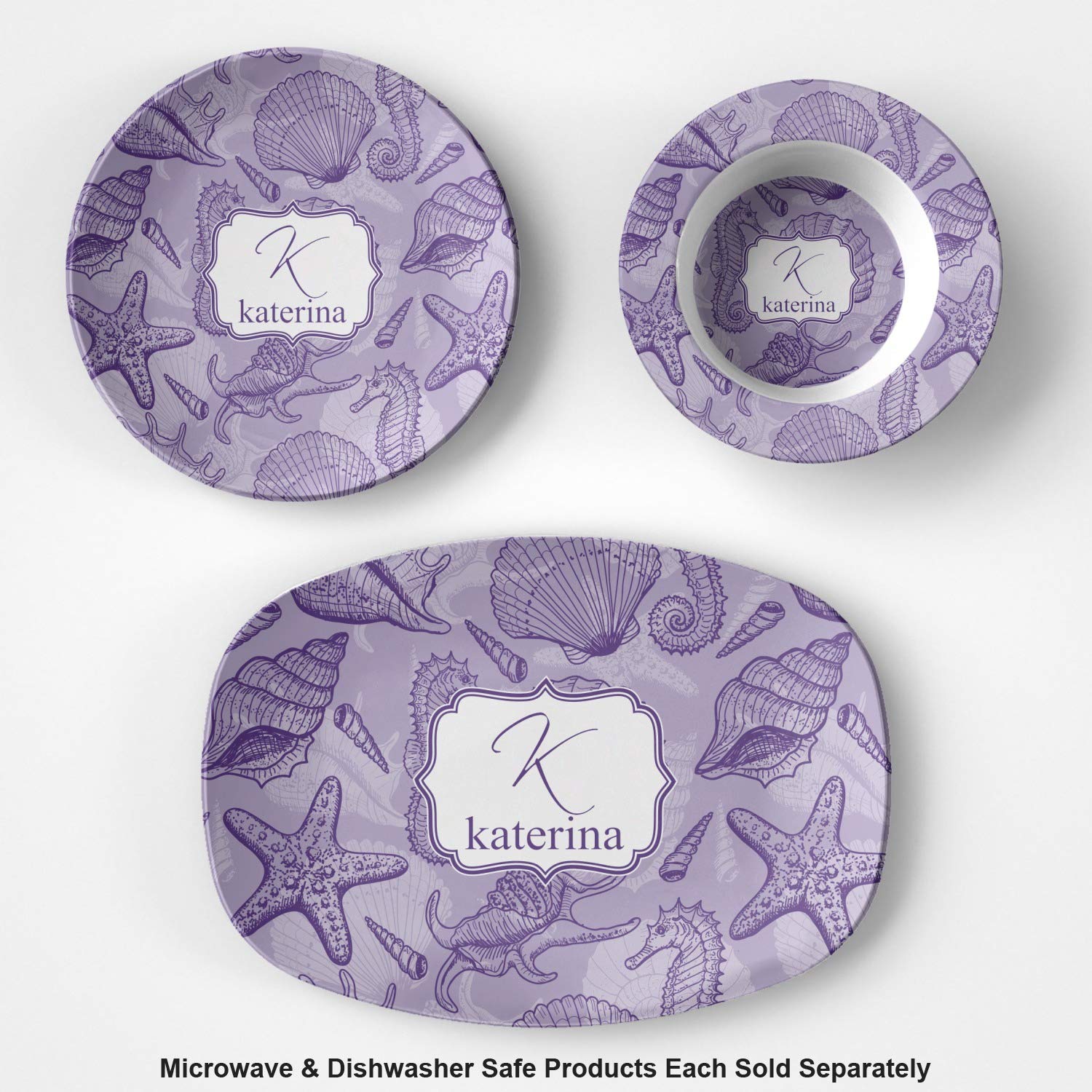 Personalized Sea Shell Design Plastic Bowl - Microwave Safe, BPA-Free Composite Polymer - Perfect for Beach Parties, Picnics & Home Decor