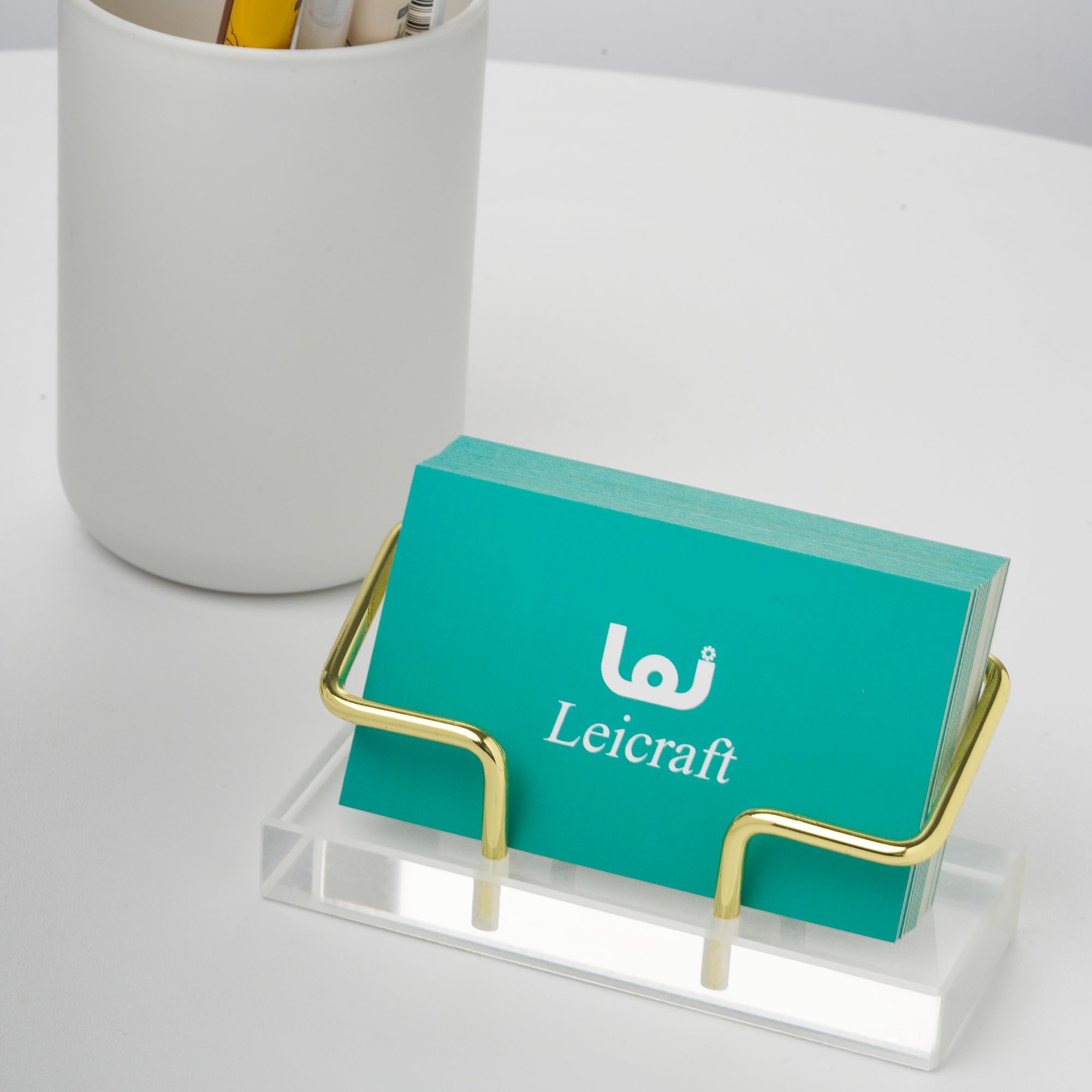 Premium Rose Gold Business Card Holder for Desk - Elegant Card Organizer & Office Accessory for Men & Women - Perfect for Professional Meetings, Networking Events & Office Organization