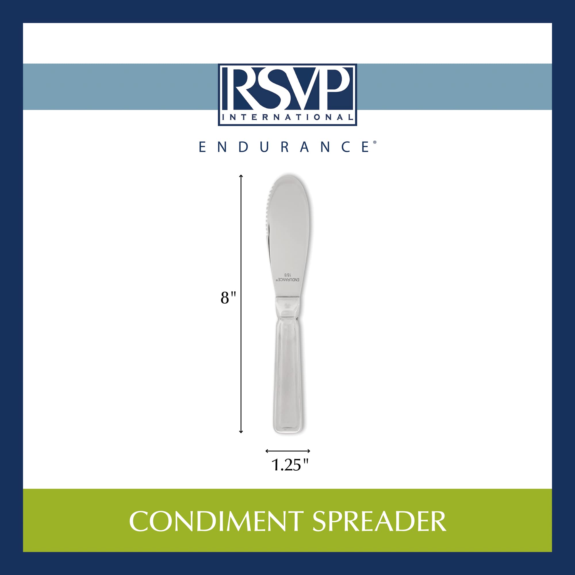RSVP International Endurance Kitchen Collection - Stainless Steel Condiment Spreader & Utensil Set for Butter, Cheese & Jam - Perfect for Breakfast, Brunch & Entertaining