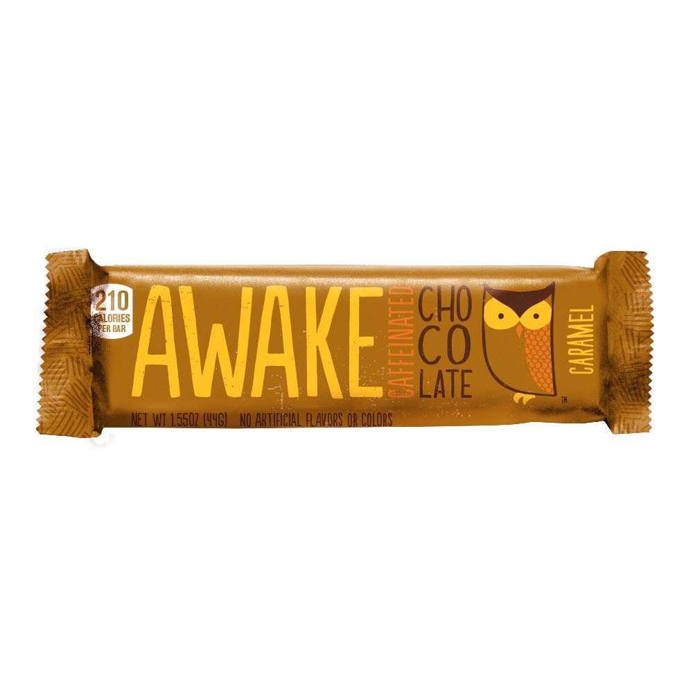 Awake Caffeinated Chocolate Energy Bar with Caramel - 72 Count Pack - Boost Energy for Workouts, Hiking & Late-Night Study Sessions