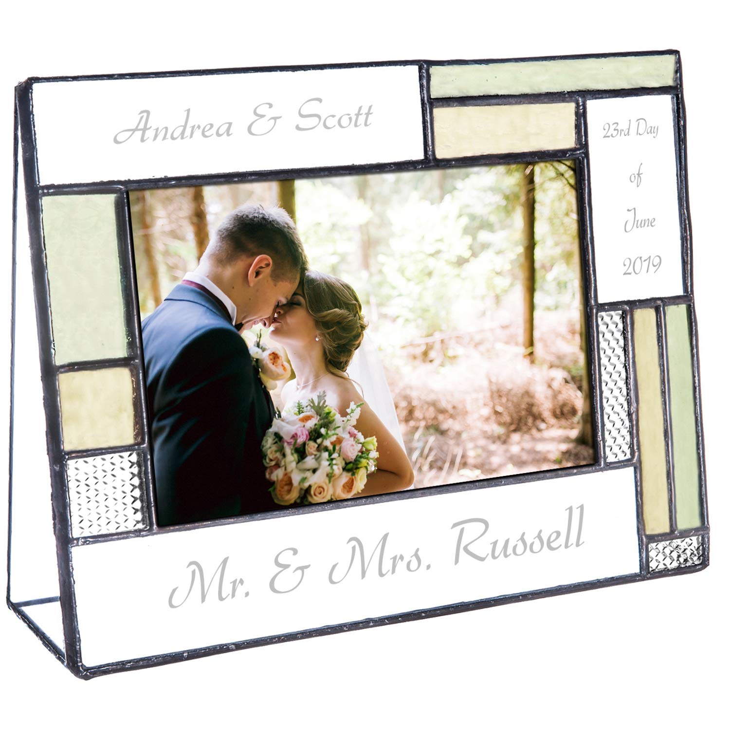 Personalized Wedding Picture Frame - Engraved Glass Photo Keepsake for Couples | Perfect for Engagement & Anniversary Gifts (4x6 Horizontal)