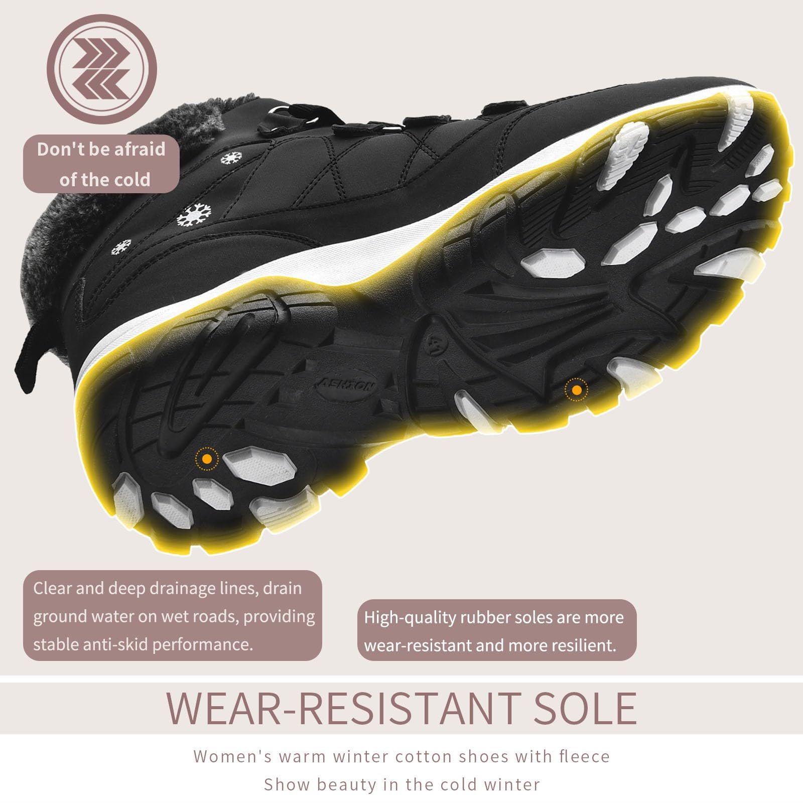 VITIKE Women's Winter Boots - Waterproof Snow Boots with Warm Fleece Lining, Slip Resistant Outdoor Boots for Cold Weather - Perfect for Snowy Days, Hiking & Winter Fashion