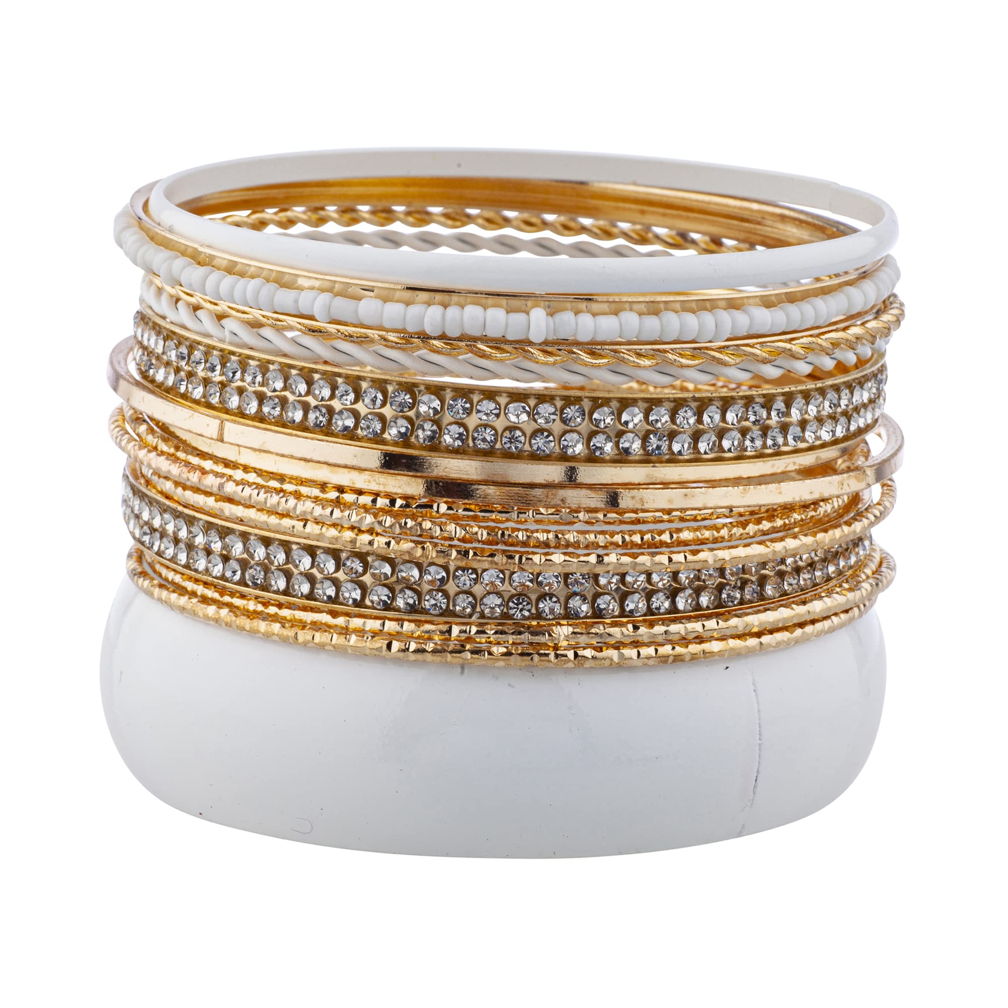 Nicole Miller Gold Rhinestone Bangle Set - 14pcs for Parties & Weddings