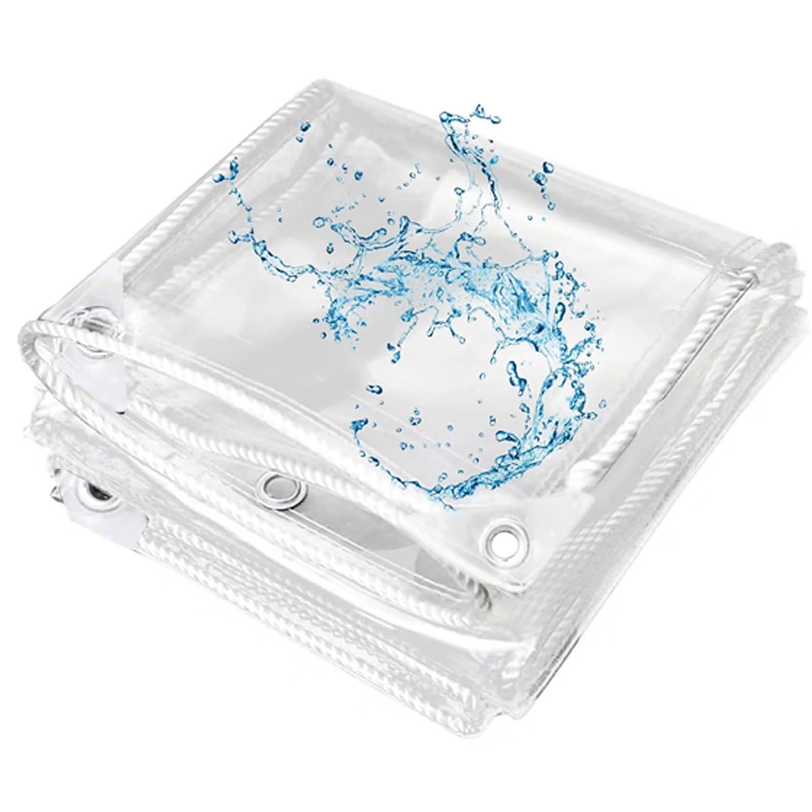 AHWEKR 8' x 20' Clear Vinyl Tarp - 0.35mm Heavy Duty PVC Waterproof Cover with Reinforced Grommets & Tying Rope - Tear Resistant for Camping, Greenhouse, Car Protection, Patio Furniture Cover, Pavilion Shelter - Perfect for Outdoor Use, Weather Protection & Temporary Enclosures