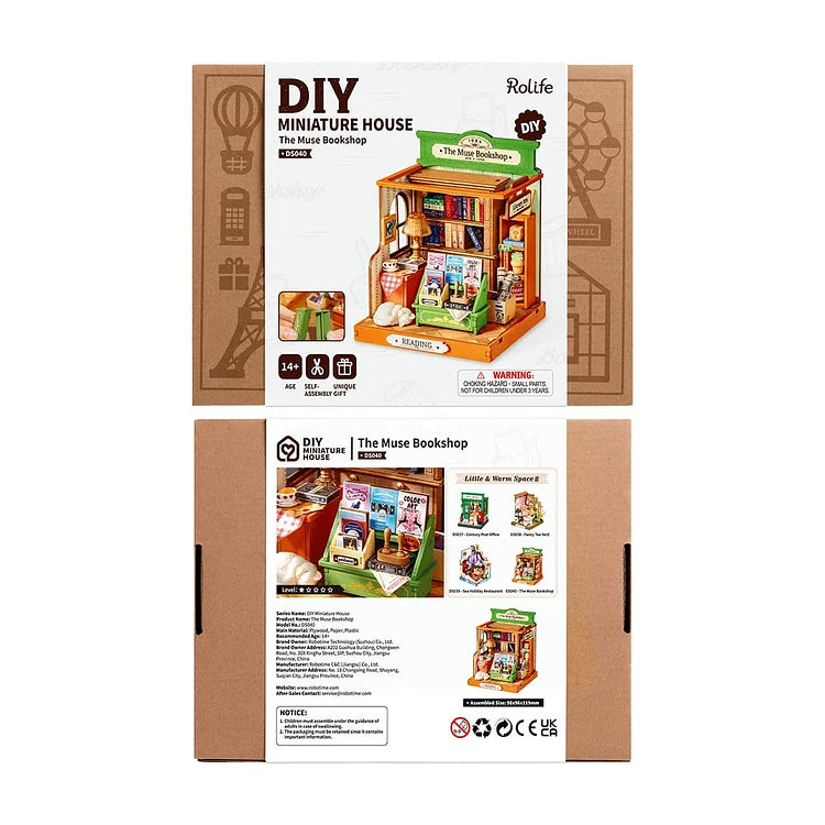 Rolife The Muse Bookshop DIY Miniature House Kit - Creative Craft Model Building Set for Adults, Perfect Gift for Book Lovers & Home Decor (Use for Relaxation, Stress Relief & Display)