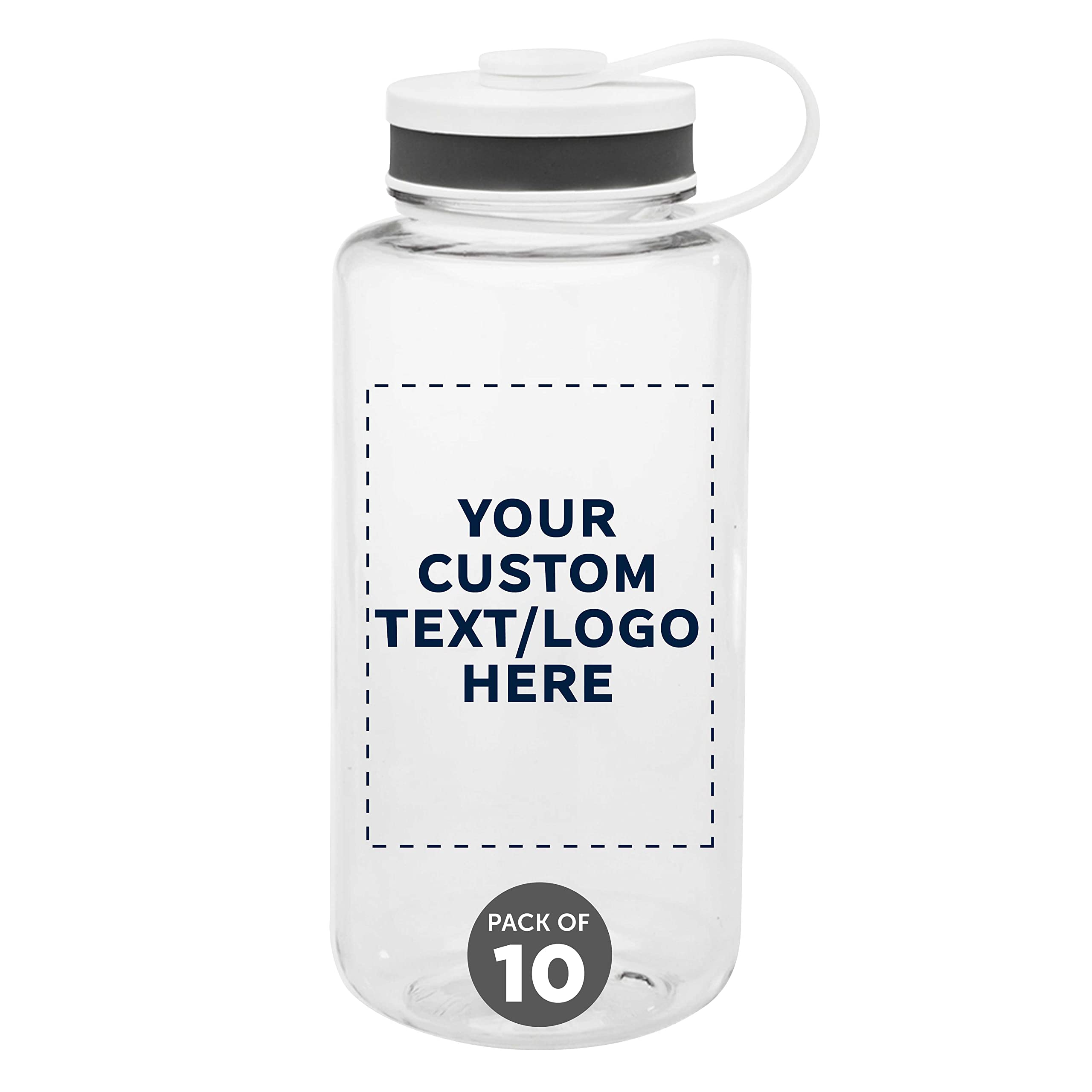 Custom 38oz Plastic Sports Water Bottles with Flip Lid - Bulk Pack of 10 - Personalized Hydration Bottles for Gym, Hiking, Cycling & Outdoor Activities - Clear Reusable Water Bottles - Perfect for Sports Teams, School Events & Corporate Giveaways