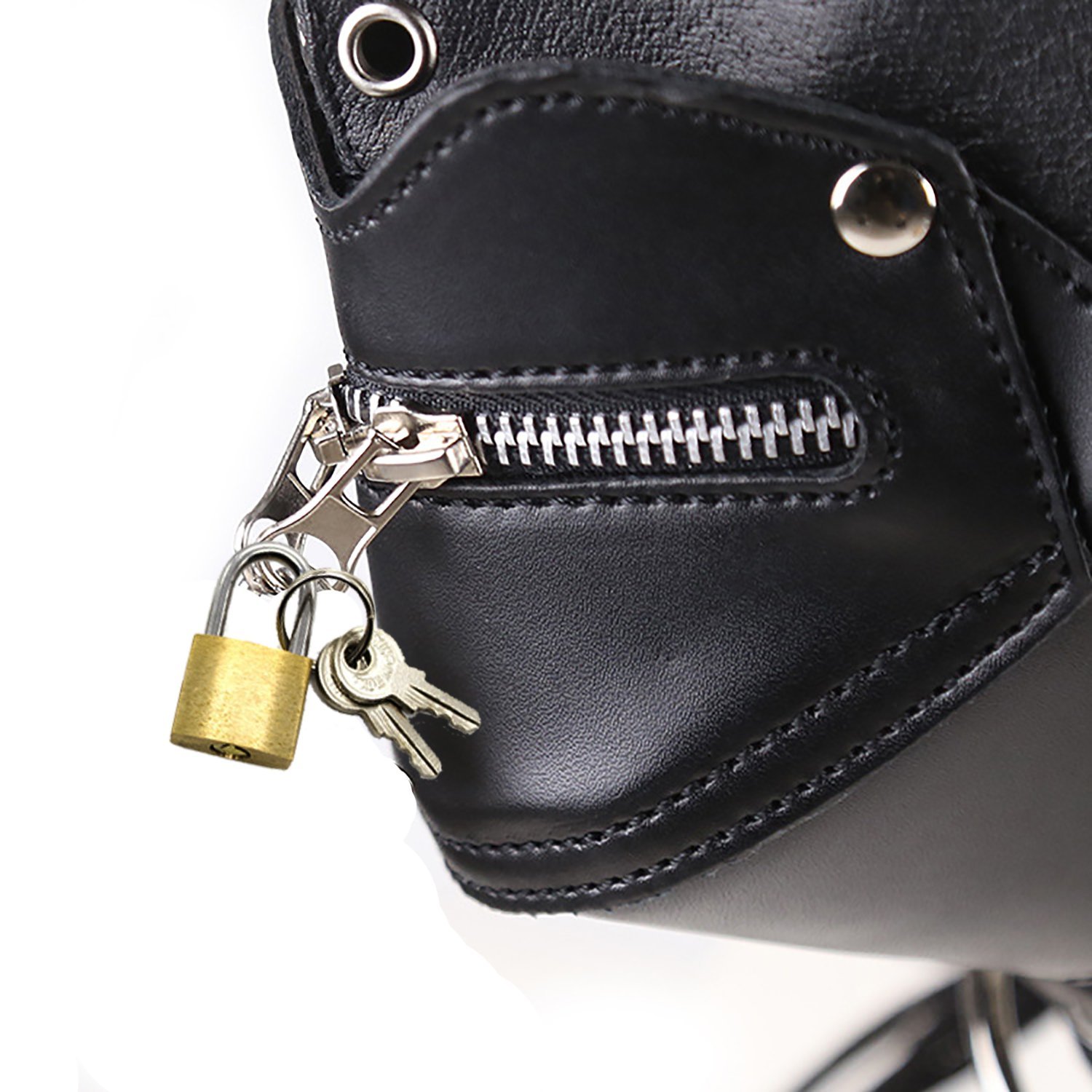 Breathable Black Leather Bondage Gimp Mask - Full Face Blindfold Hood for BDSM, LGBT, Cosplay & Couples Play | Unisex Adult Restraint Toy for Training, Roleplay & Halloween Costume Accessories