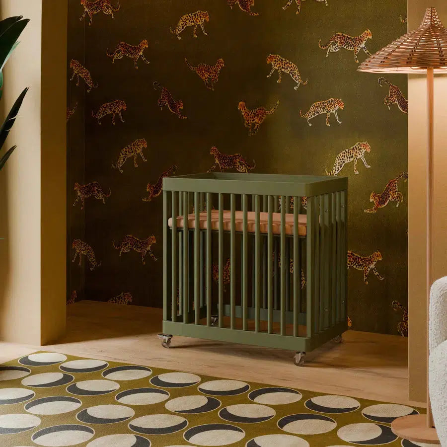 Babyletto Pogo 8-in-1 Convertible Crib - Olive Green | Modern Nursery Furniture for Newborn to Toddler | Perfect for Small Spaces & Eco-Friendly Nurseries