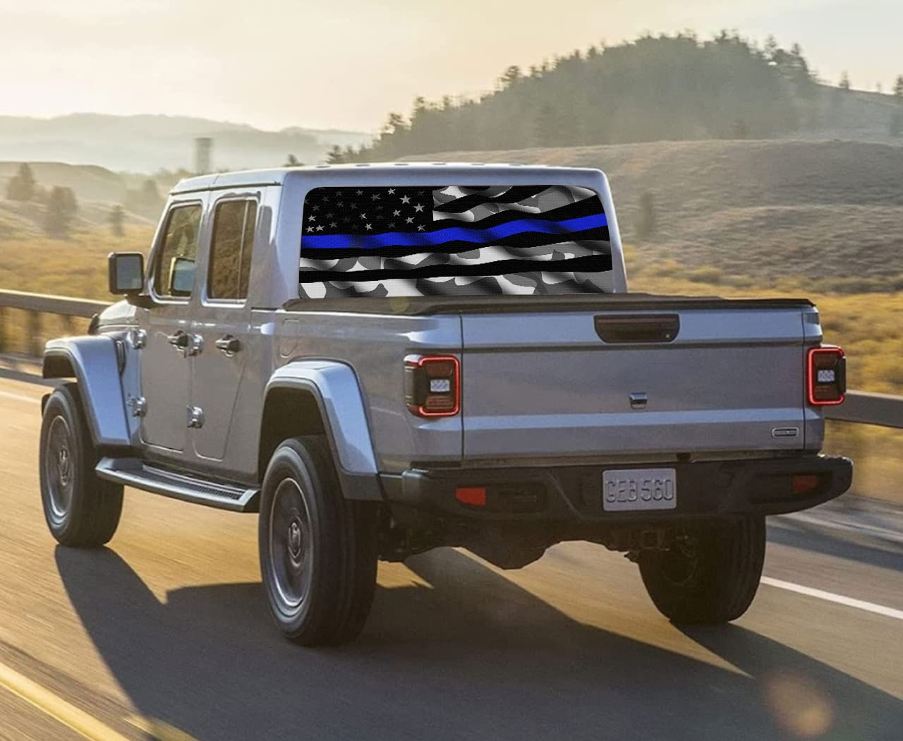 Thin Blue Line American Flag Car Decal - 58