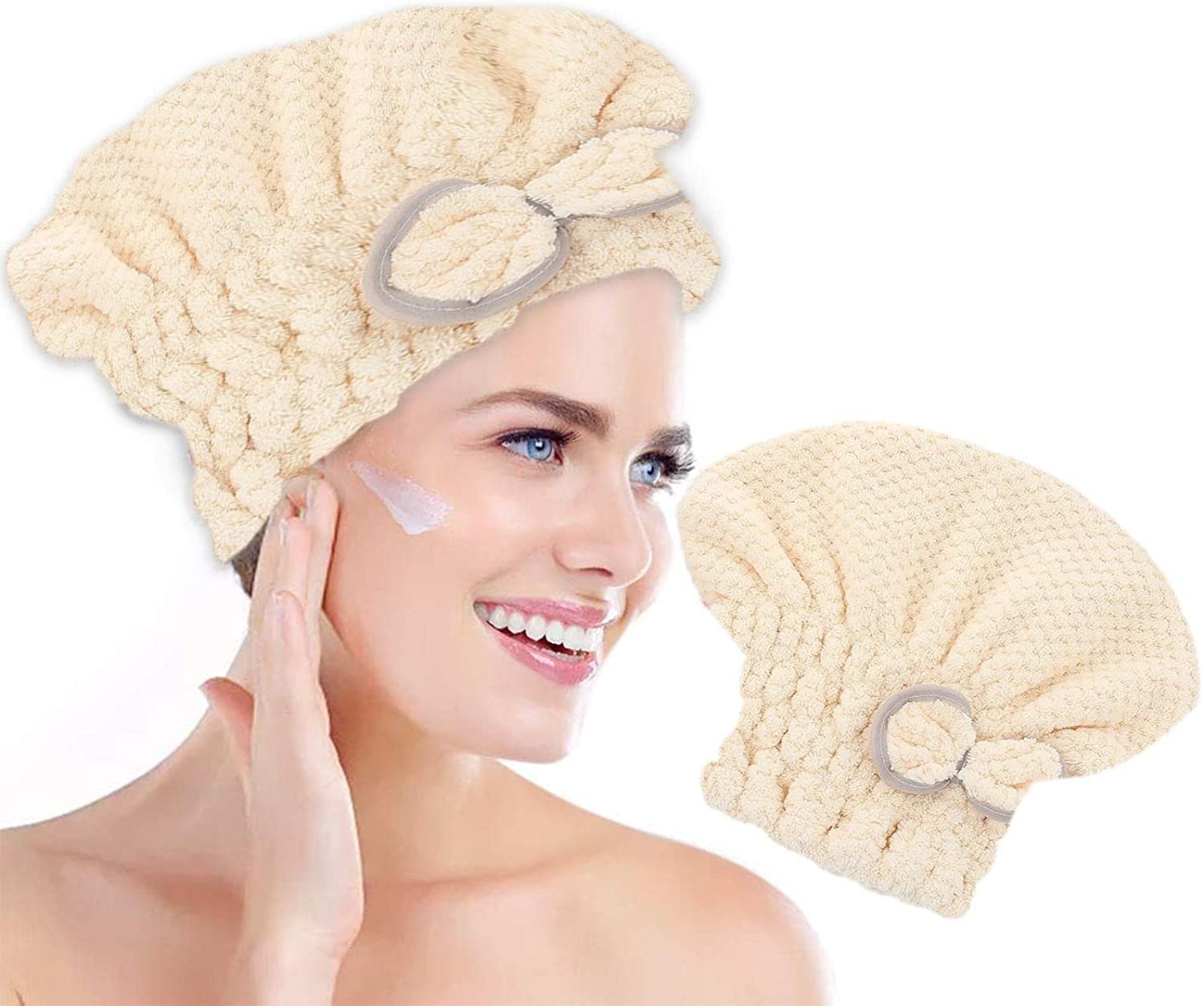 Microfiber Hair Towel Wrap for Women & Girls - Super Absorbent Quick Dry Hair Towel with Bow-Knot - 1/7 Pc Set (Color F, 1Pc) - Perfect for Shower, Swimming & Salon Styling