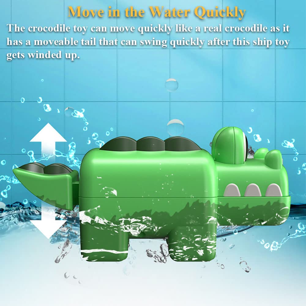Wind-Up Crocodile Bath Toy - Swimming Clockwork Alligator Tub Toy for Kids | Fun Floating Pool & Bathtub Water Play | Durable Green Plastic for Toddlers & Infants