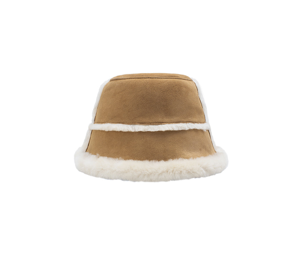 Australian Shepherd® Fluffy Sheepskin Wool Bucket Hat - Warm Winter Beanie for Women & Men, Perfect for Outdoor Activities, Hiking, and Cold Weather Fashion