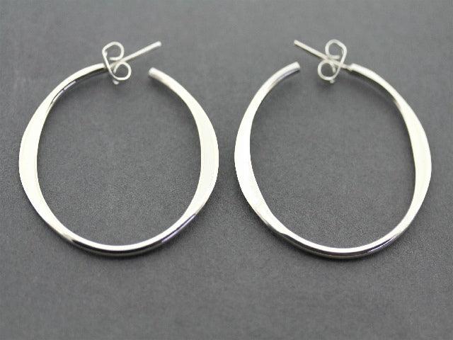Flattened Hoop Stud Earrings - Sterling Silver 925 for Women - Perfect for Everyday Wear & Gift Giving