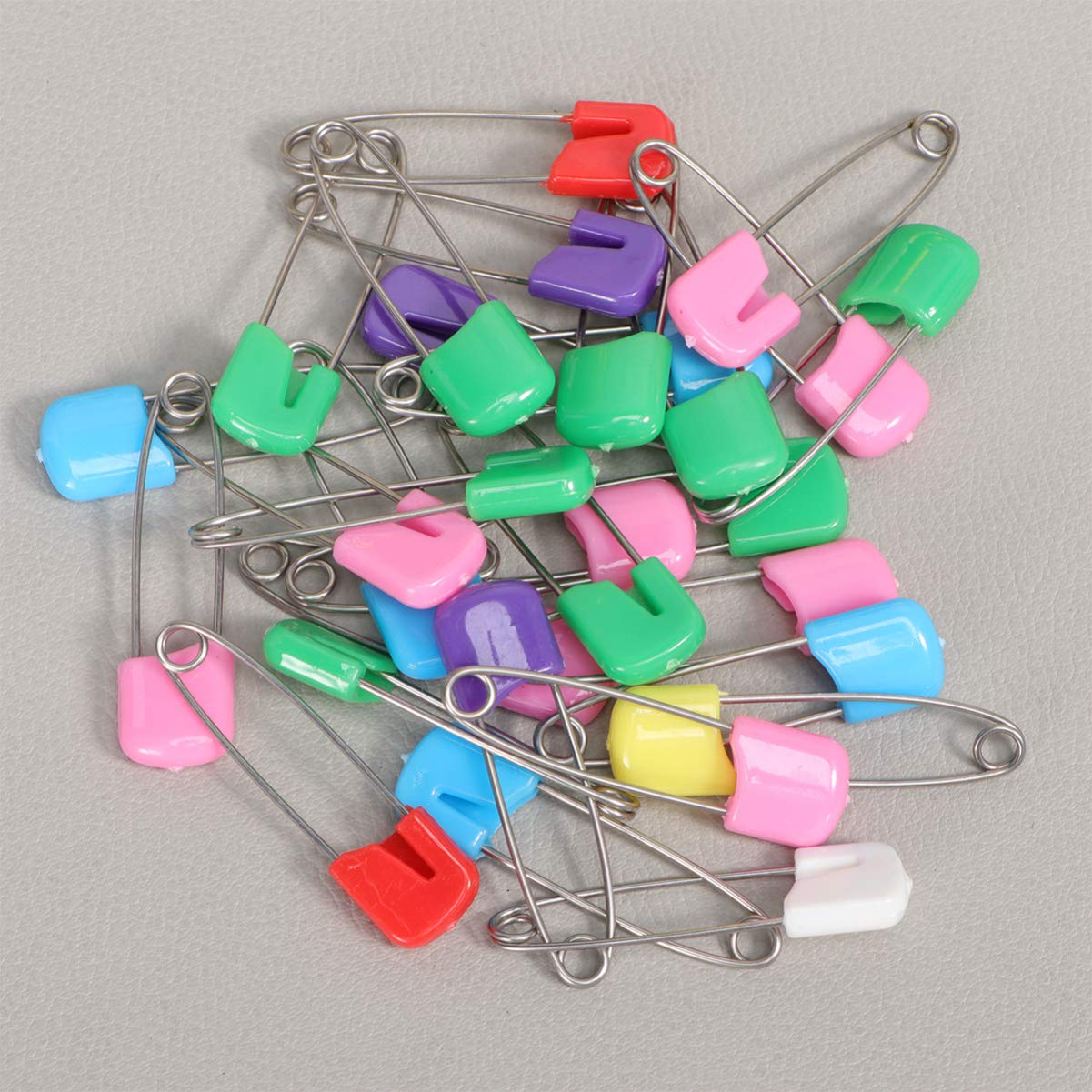 NUOBESTY 100pcs Baby Diaper Safety Pins - Plastic Head Nappy Pins for Kids & Infants - Secure Diaper Fasteners for Newborns, Toddlers, and Household Use - Perfect for Daycare, Travel, and Changing Diapers On-the-Go