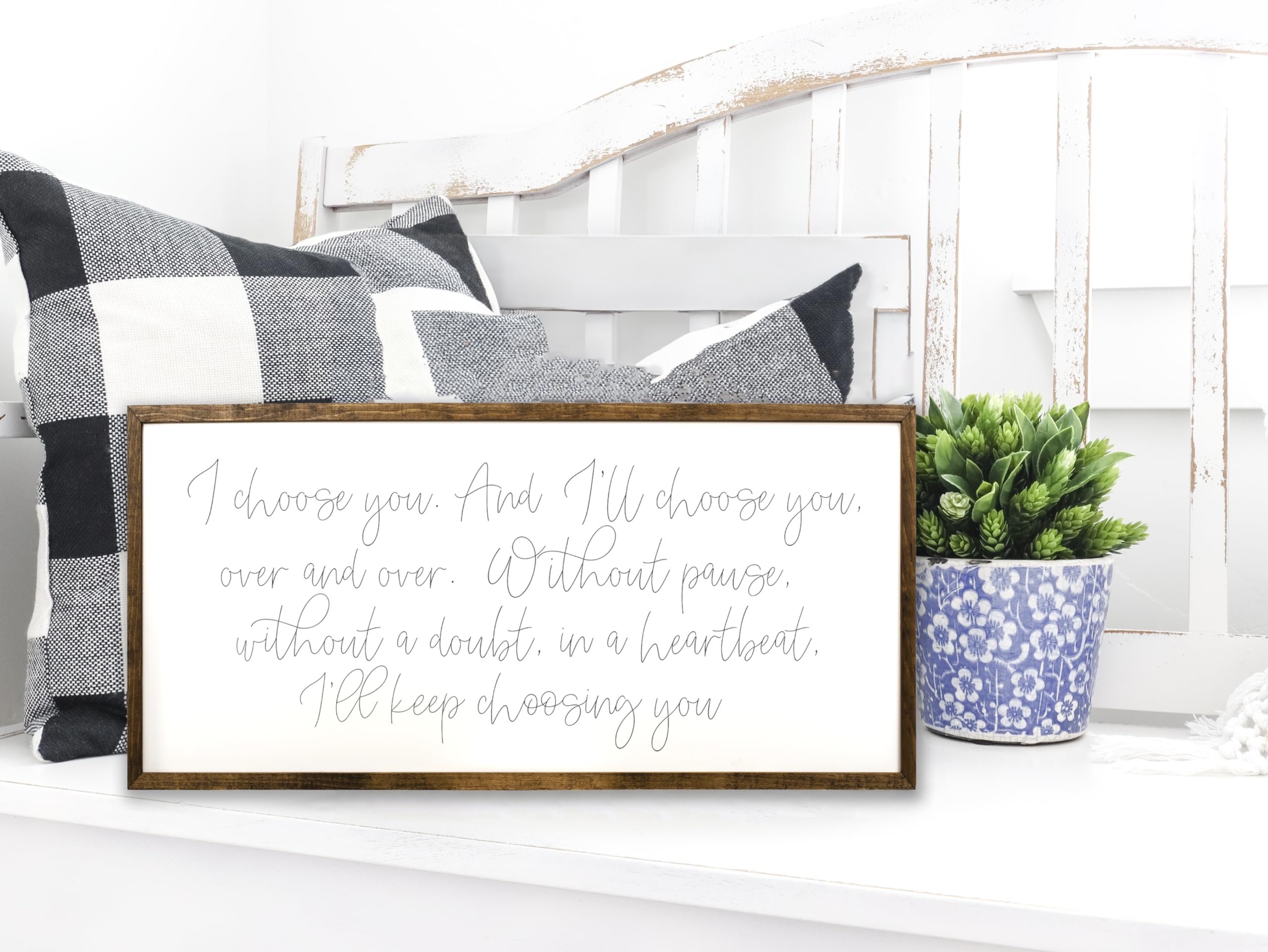 10x20in I Choose You Wall Art - Master Bedroom Decor for Over The Bed