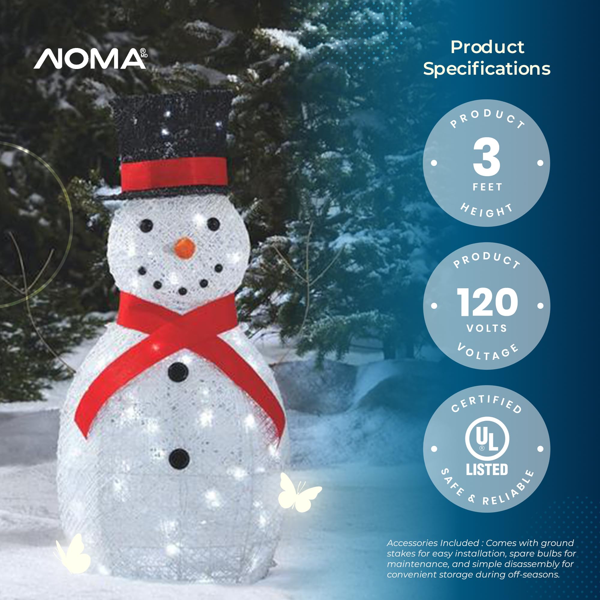 Pre-Lit Metal Snowman Christmas Decoration with LED Lights & Top Hat - Outdoor Holiday Lawn Ornament with Red Scarf - Perfect for Front Yard Decor, Winter Festivals & Christmas Light Displays