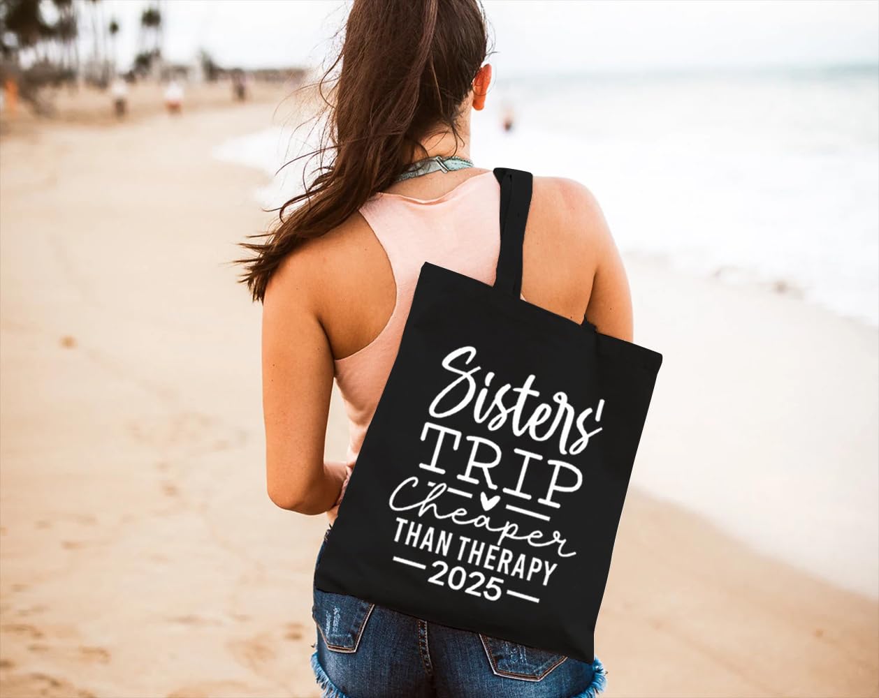 Stylish Canvas Tote Bag for Women - Eco-Friendly Reusable Grocery Shoulder Bag - Perfect for Shopping, Beach Trips & Sister Outings - Cheaper Than Therapy 2025 - Great for Daily Use, Work Commute & Weekend Getaways