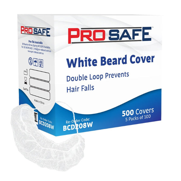 ProSafe Disposable White Beard Covers for Food Service & Healthcare - Sanitary & Comfortable Beard Protection
