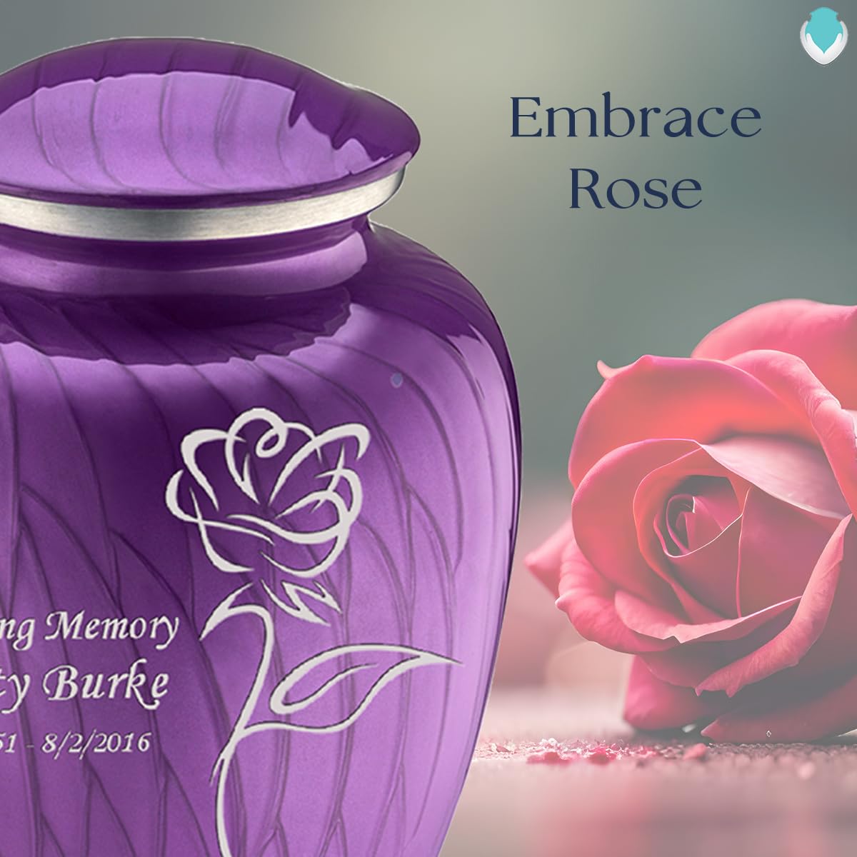 Personalized Rose Cremation Urn for Human Ashes - Large Pearl Purple Funeral Urn for Adults with Double Side Engraving | Holds 200 lbs | Memorial Keepsake for Loved Ones | Perfect for Home Display, Funeral Services & Memorial Ceremonies