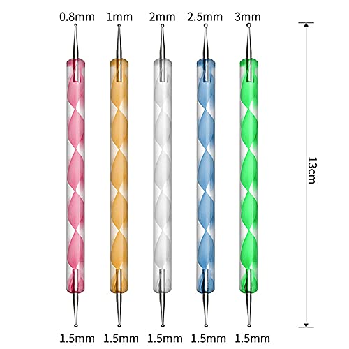 Belicia 20-Piece Nail Art Pen Set - 5 Dual-End Dotting Tools + 15 Professional Nail Painting Brushes for UV Gel, DIY Nail Art Design, Manicure & Polish Application - Perfect for Salon Professionals & Home Nail Enthusiasts