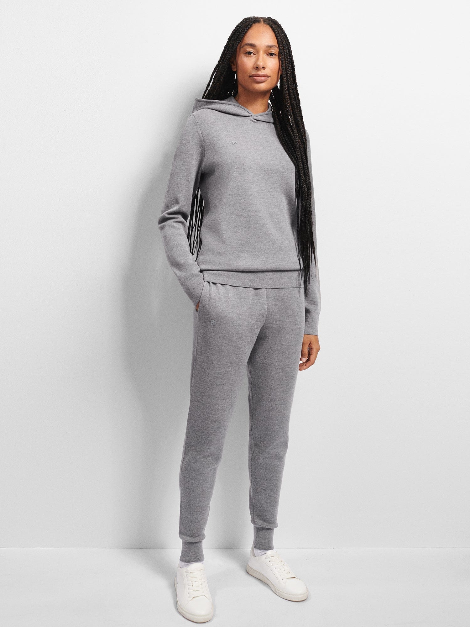 Regenerative Merino Wool Track Pants for Women - Grey Marl | Soft & Warm Winter Running Joggers for Outdoor Activities & Lounge Wear