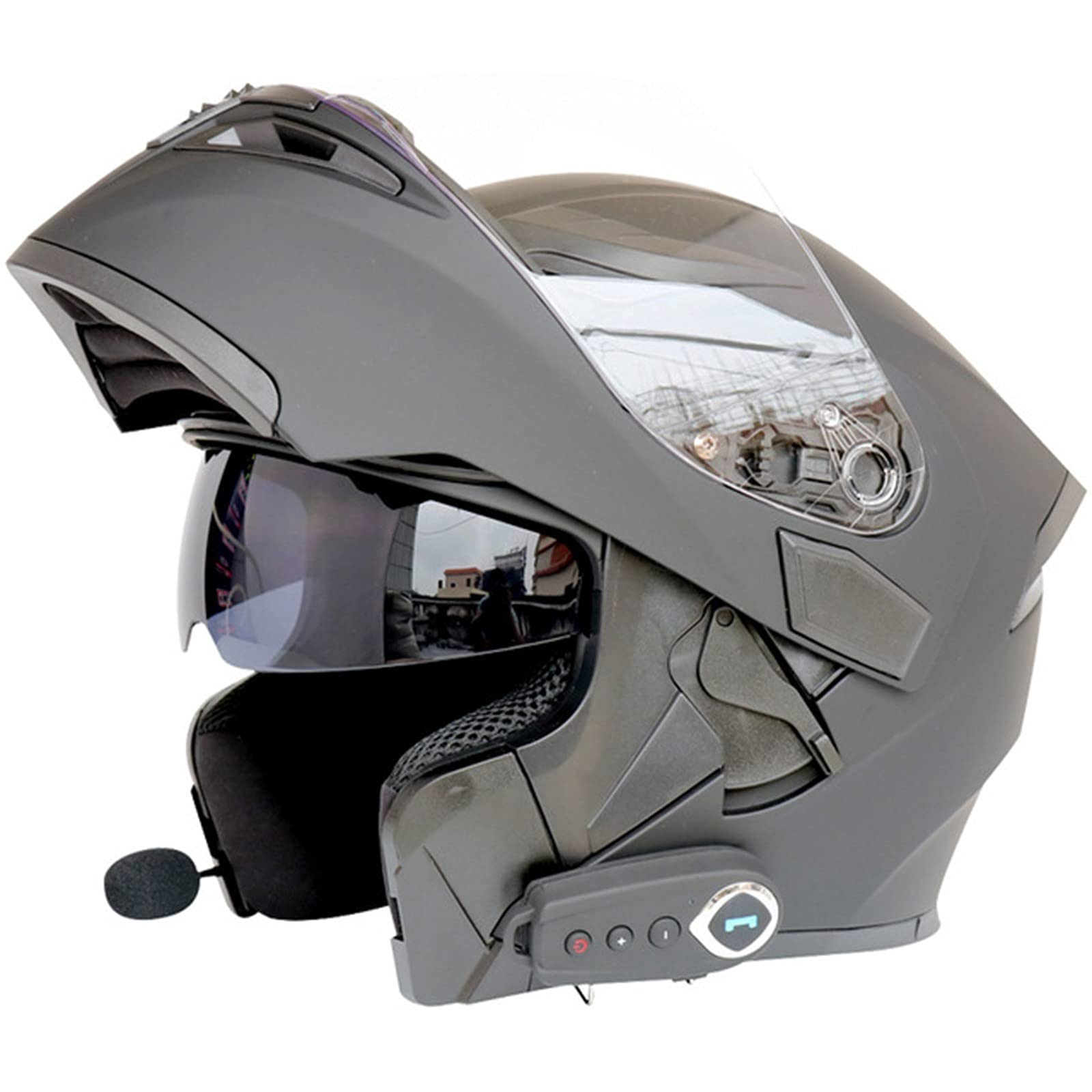 DOT Approved Modular Motorcycle Helmet with Bluetooth - Full Face Flip Up Dual Visor Helmet for Men & Women - Built-in Dual Speakers, Mic & FM Radio - Perfect for Commuting, Touring & Adventure Riding
