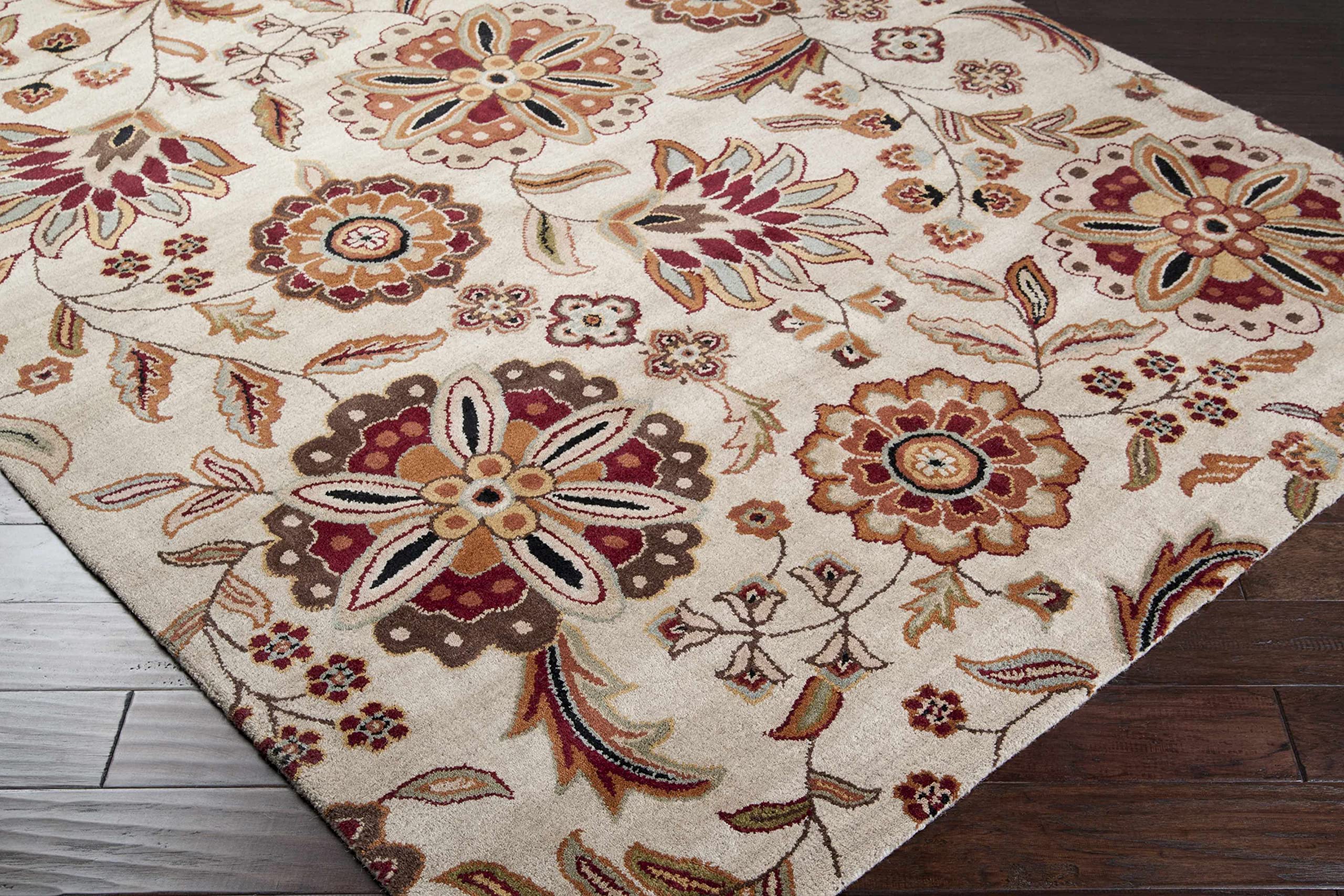 Premium Hauteloom Longford Wool Area Rug - 8' x 11' Transitional Design in Brown & Purple - Perfect for Living Room & Bedroom Decor - Soft & Durable Floor Covering for Cozy Home Atmosphere