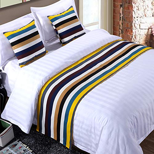 Luxury Hotel Bed Runner - Premium Silk Stripe Bed Scarf for Queen & King Beds - 50x260cm Elegant Bedding Accent - Perfect for Hotels, Weddings, and Home Decor