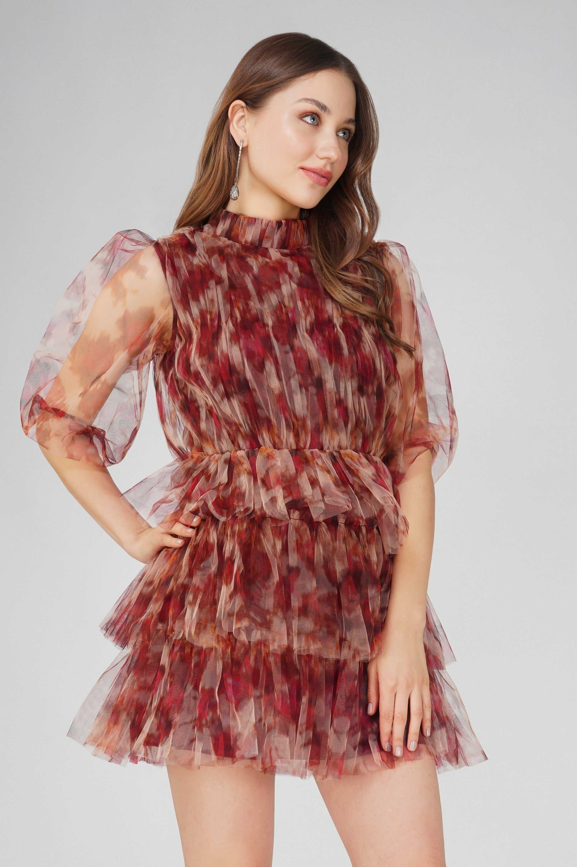 Nalani Rose Floral Mini Dress for Women - Summer Boho Flowy Short Dress with V-Neck & Ruffle Sleeves - Perfect for Beach Vacation, Party, and Date Night