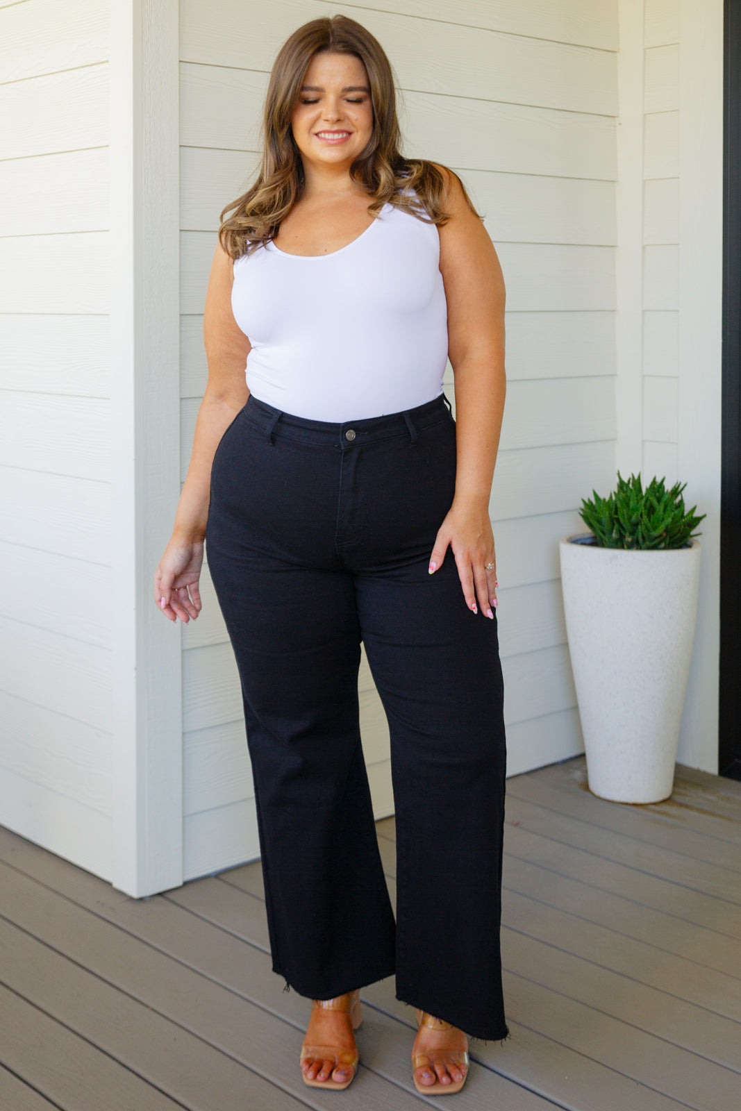 August High Rise Wide Leg Crop Jeans for Women - Black Denim Pants | Casual Streetwear, Summer Outfits & Boho Style