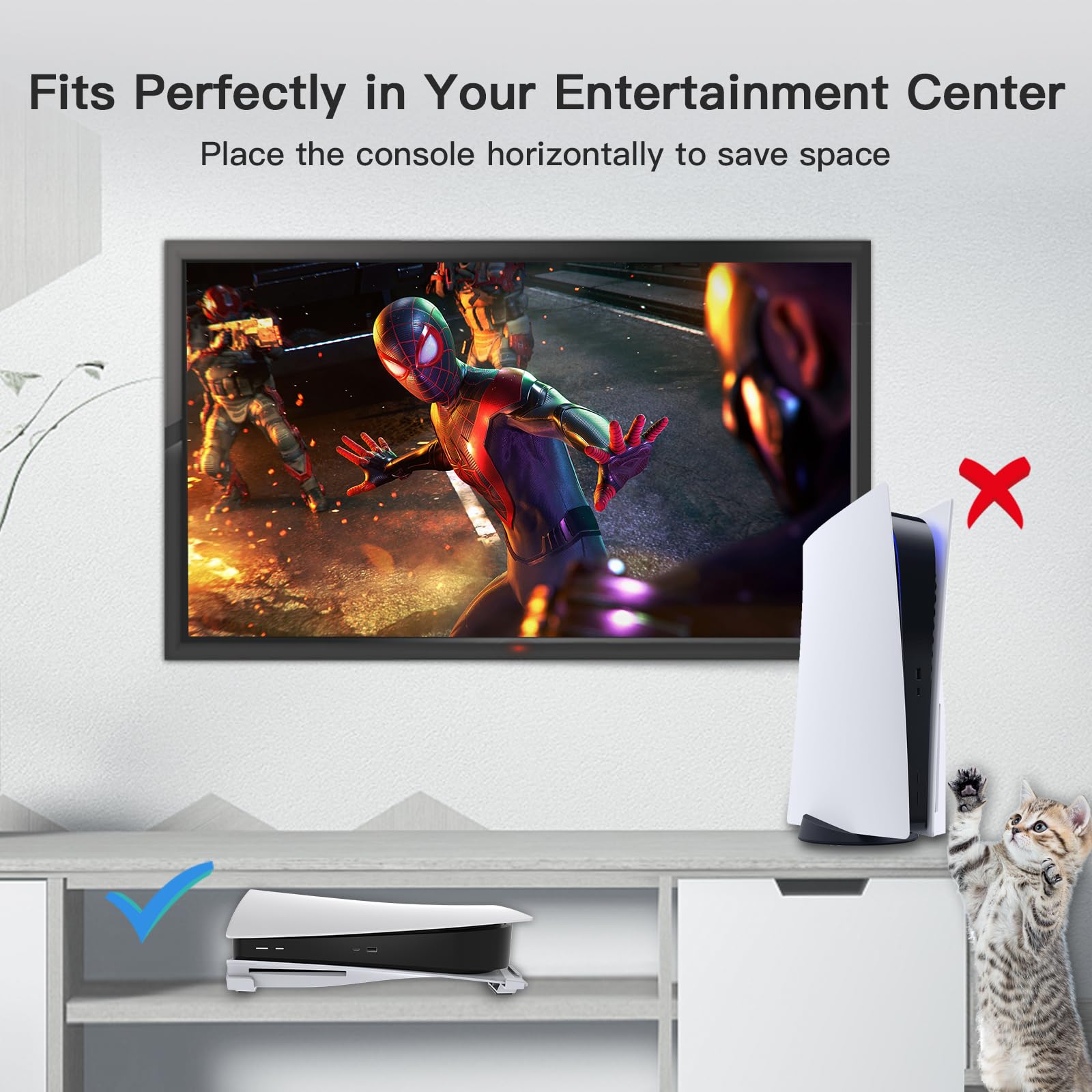 NexiGo PS5 Horizontal Stand - Minimalist Design Base Stand for PlayStation 5 Disc & Digital Edition (White) | Perfect for Gaming Setup & Console Organization