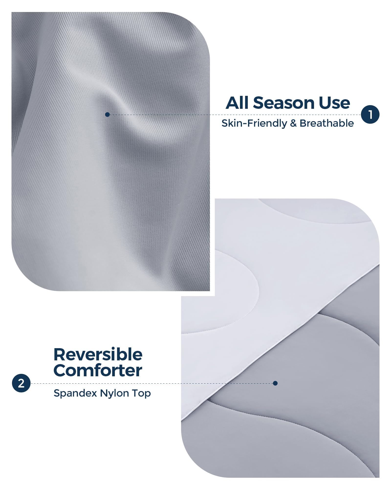 EASELAND King Size Cooling Comforter - Summer Cooling Blanket for Hot Sleepers with Double-Sided Stretch Fabric, Lightweight Cold Comforter (Q-Max>0.45), Breathable Soft Ice Quilt - Grey (108