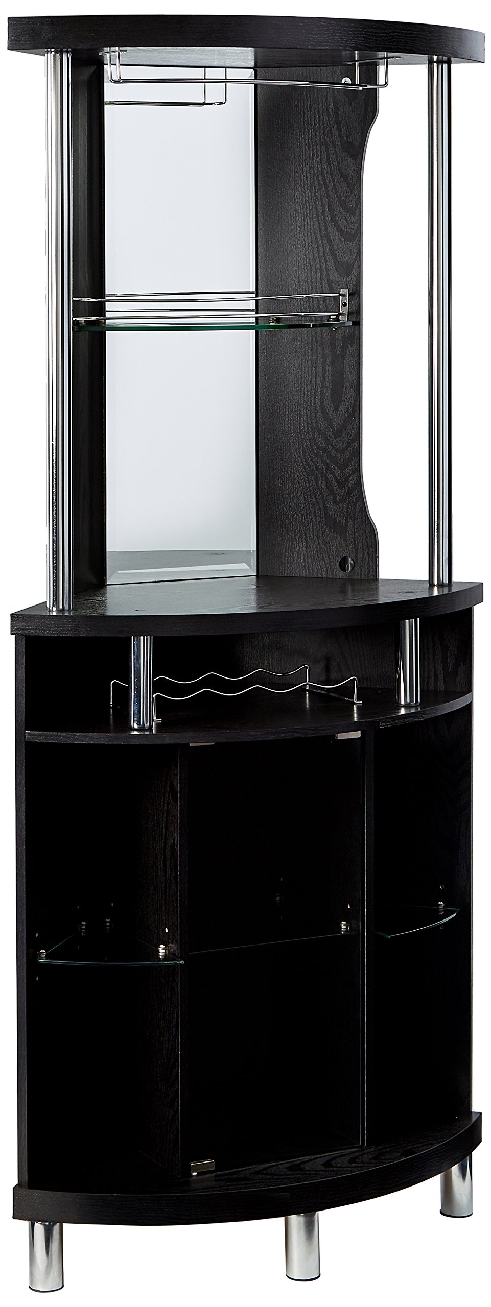 Stylish Black Corner Bar Unit for Home & Entertaining - Perfect for Small Spaces, Kitchen, Dining Room & Home Bar Setup