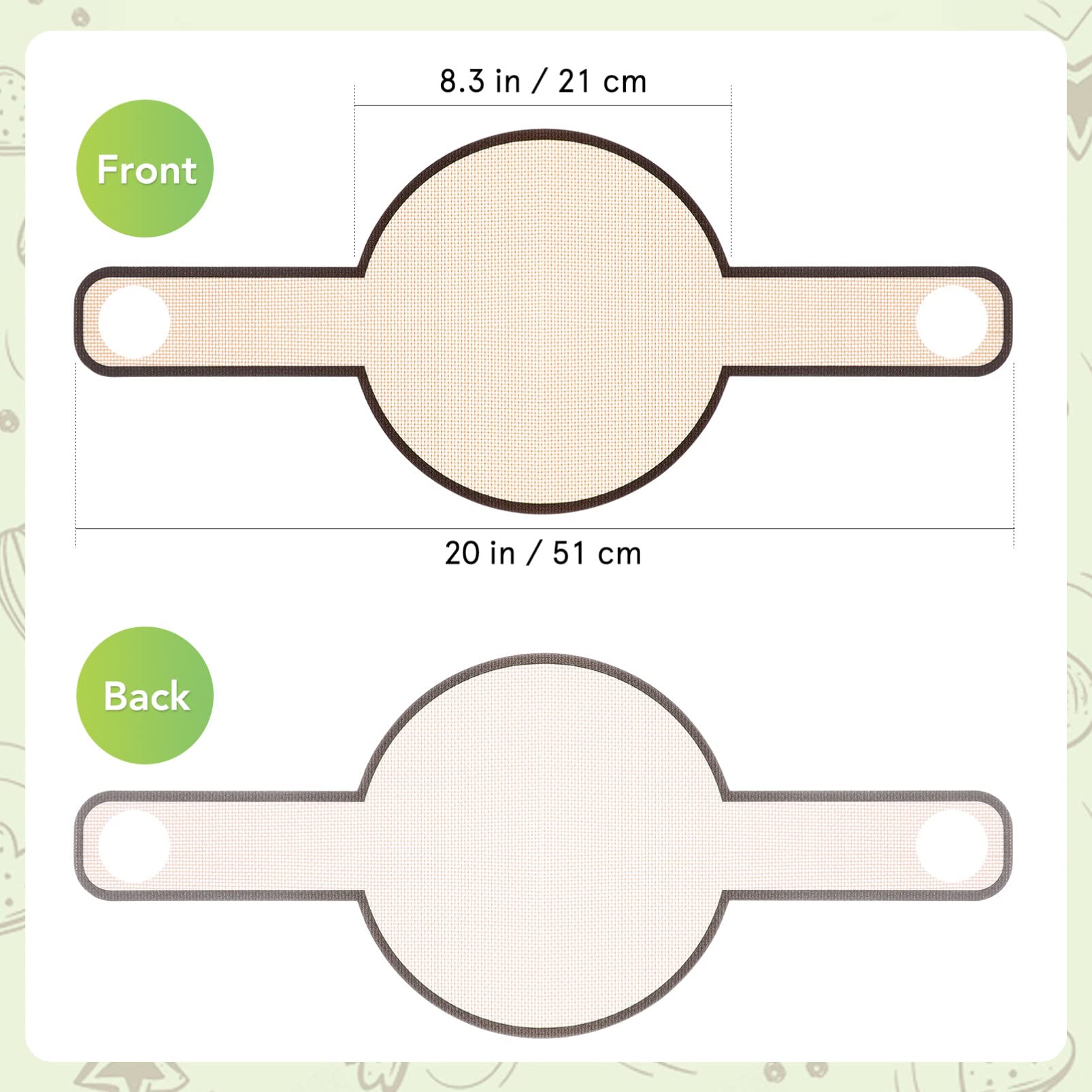 Tofficu Non-Stick Fiberglass Baking Mat for Oven - Perfect for Bread, Pizza & Pastry Dough Transfer with Long Handles | Ideal for Home Bakers, Professional Kitchens & Artisan Bread Making