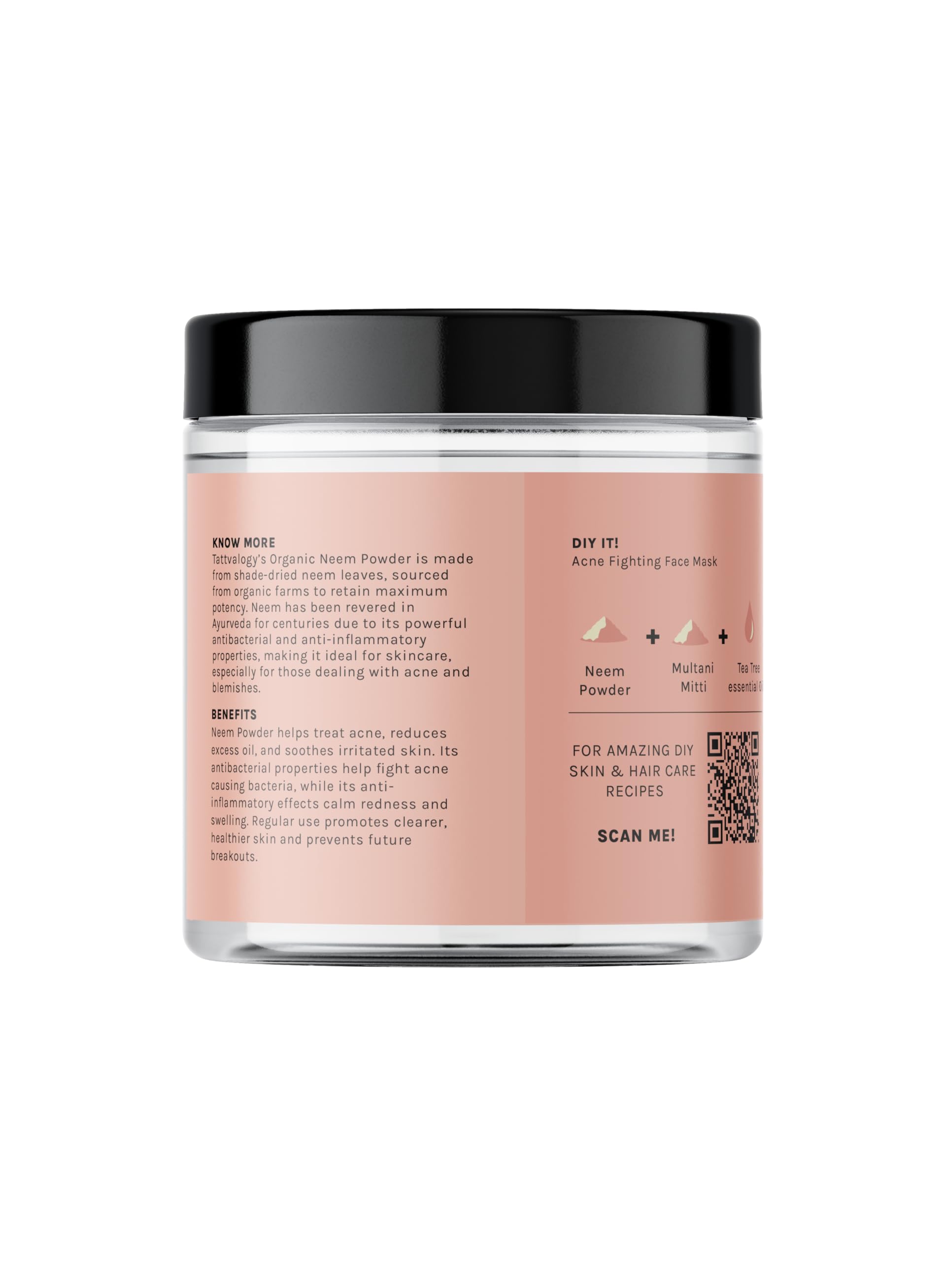 Tattvaogy Organic Neem Powder | 100% Pure Azadirachta Indica Leaf Powder | USDA Certified for Healthy Skin & Hair | Natural Acne & Pimple Treatment | Chemical-Free Hair Pack | Plastic Jar 175g | For Face Masks, Hair Growth & Ayurvedic Remedies