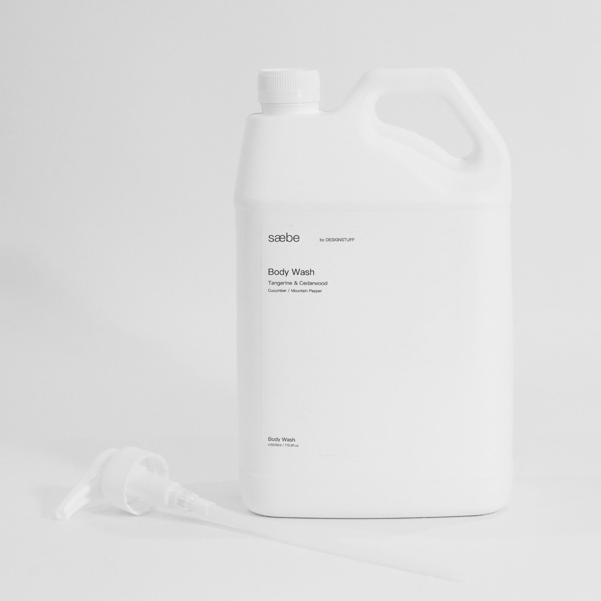DESIGNSTUFF Saebe Body Wash Refill - 5L Bulk Size, Tangerine & Cedarwood Scent, Natural Ingredients for Sensitive Skin | Perfect for Spas, Gyms & Eco-Friendly Homes