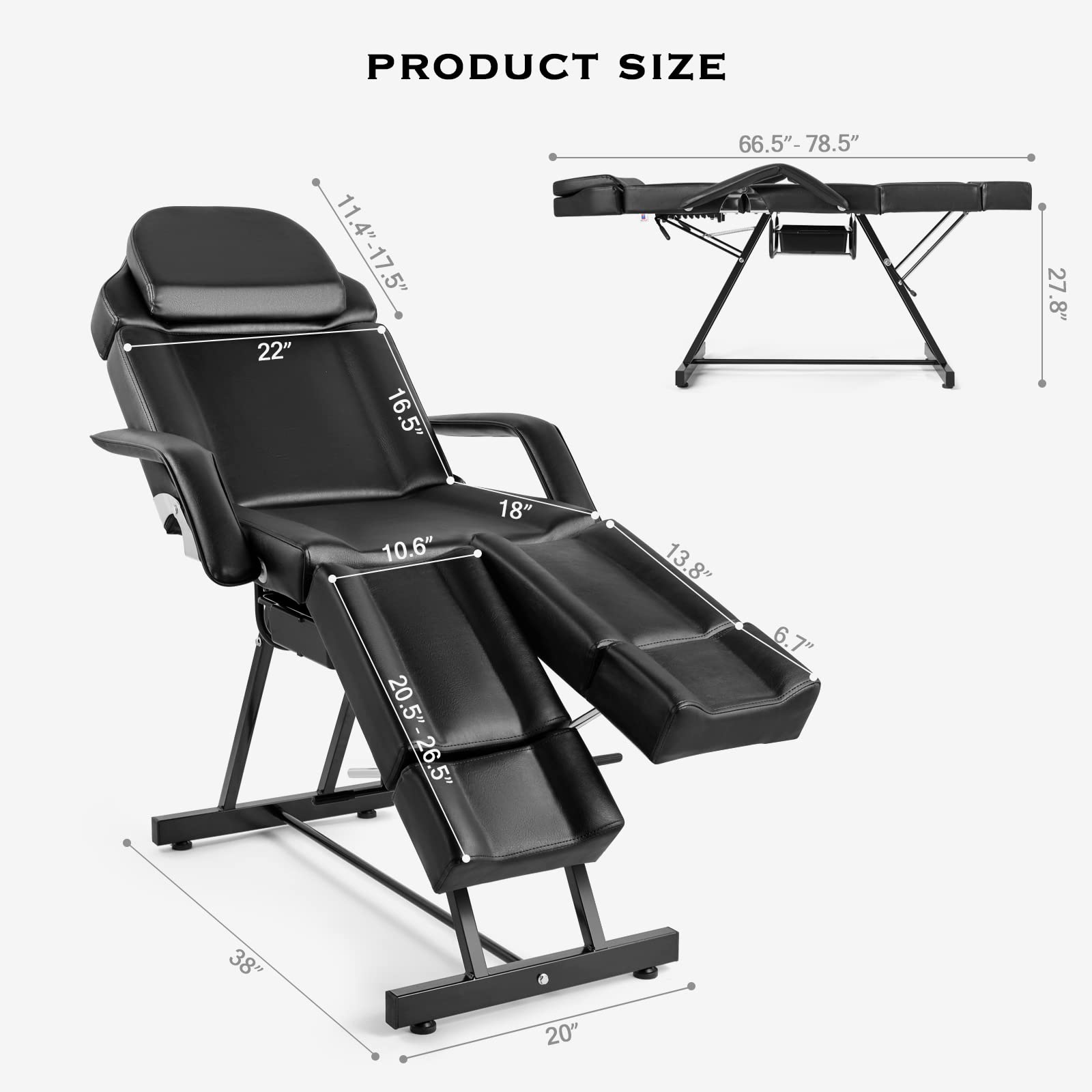 Professional Salon Massage Table Facial Bed with Tray & Split Footrests - Black - Perfect for Eyelash Extensions, Spa Treatments & Beauty Services - Durable & Comfortable for Salon, Spa & Home Use