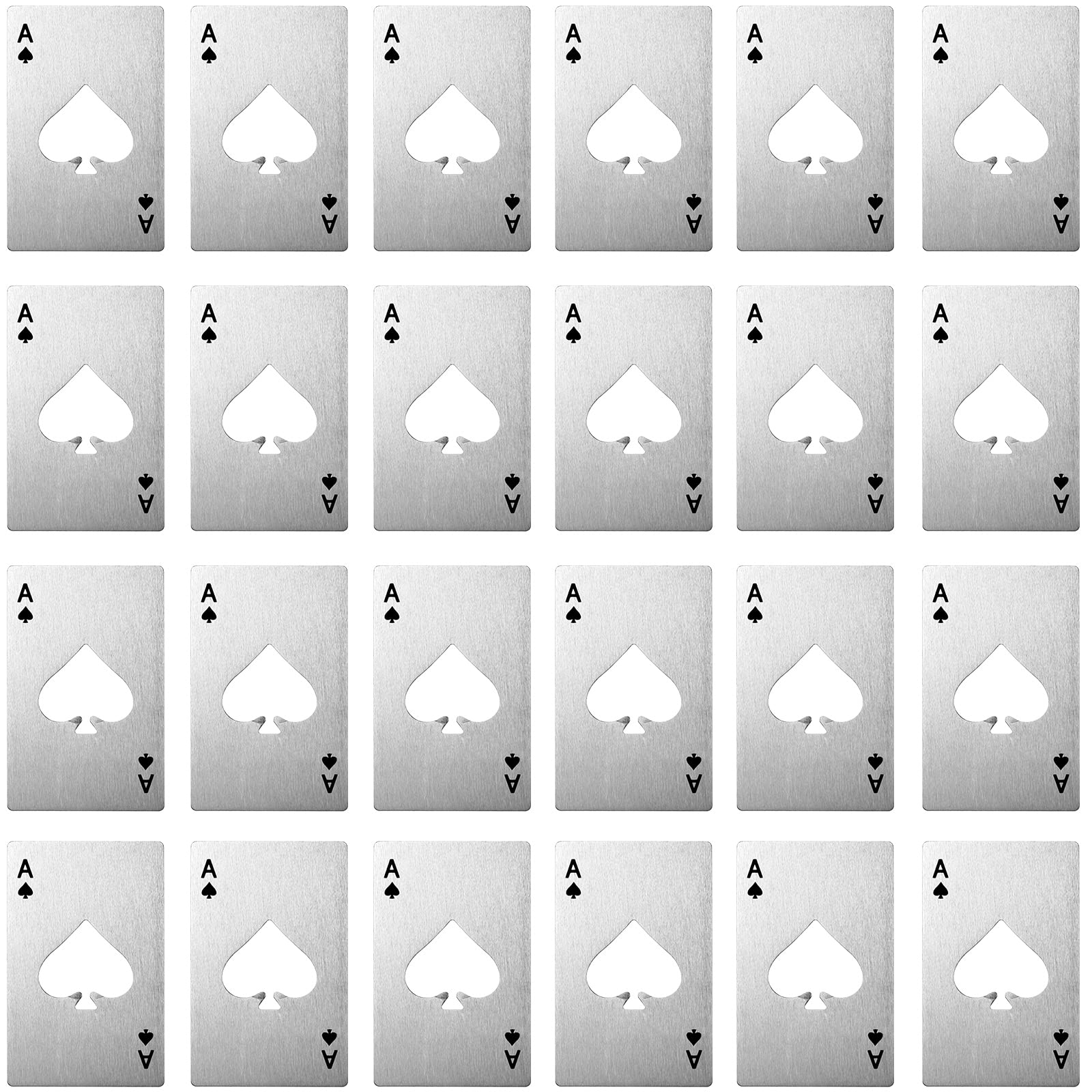 40-Piece Poker Bottle Cap Opener Set - Ace of Spades Design, Personalized Stainless Steel Beer Cap Openers - Bulk Groomsmen Gifts for Weddings, Parties & Events (Silver) - Perfect for Bachelor Parties, BBQ Gatherings & Home Bars