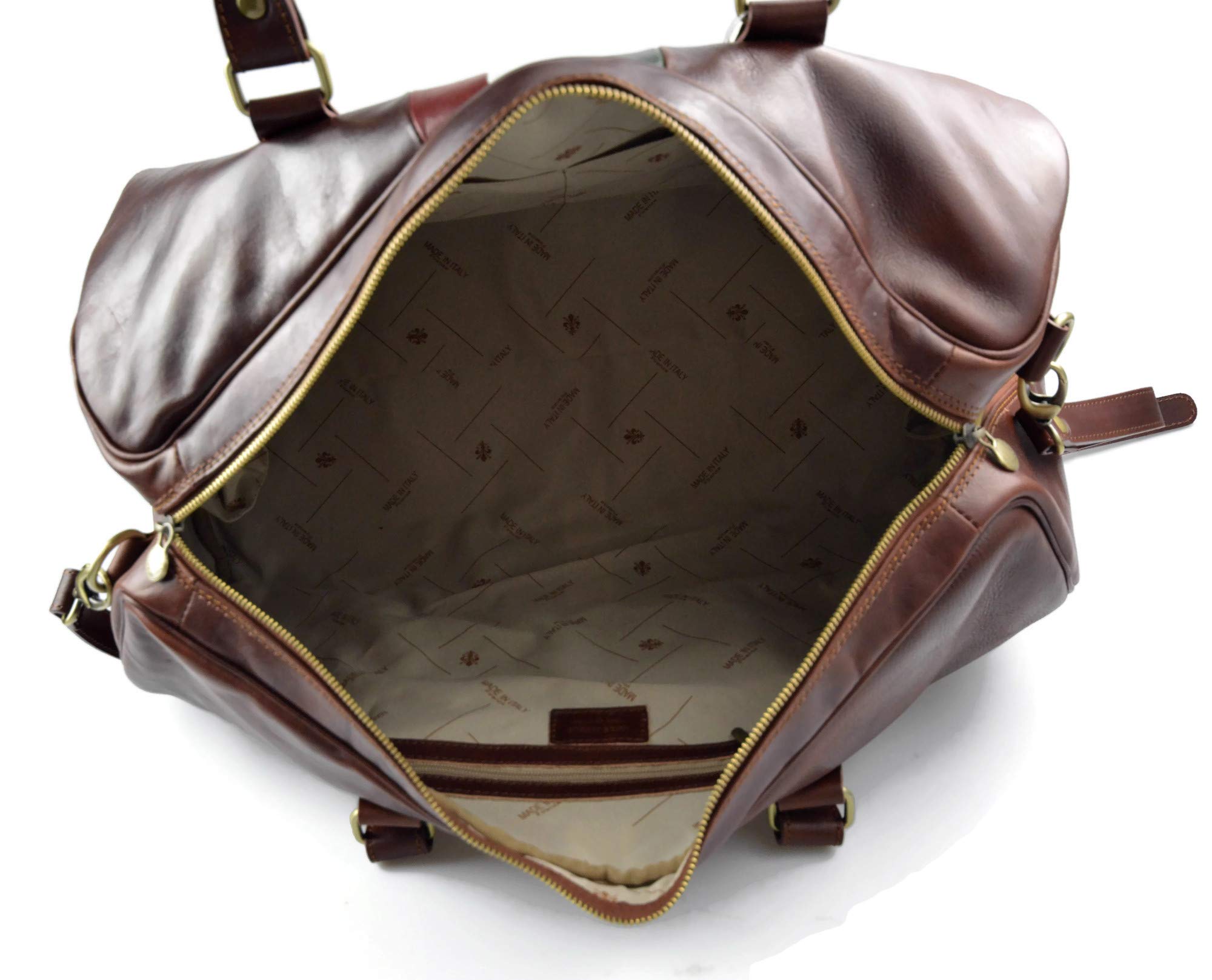 Premium Italian Leather Travel Duffle Bag for Men & Women - Brown Weekender Gym Bag with Shoulder Strap - Perfect for Business Trips, Gym, Weekend Getaways & Carry-On Luggage