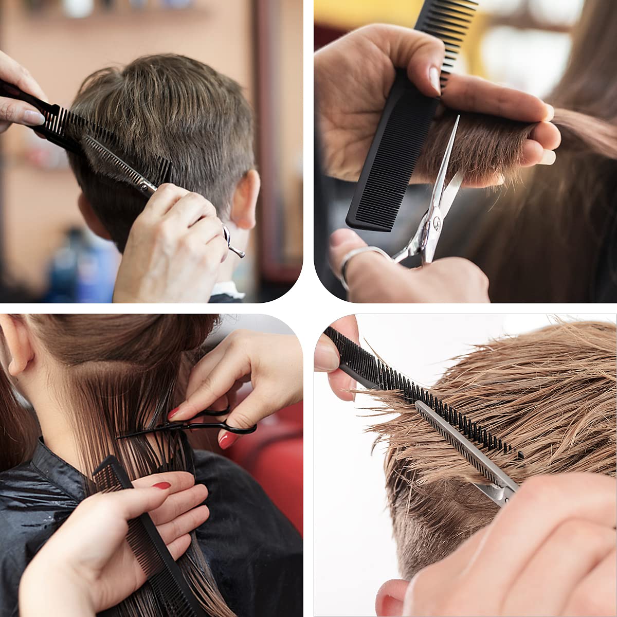 Limko Carbon Fiber Hair Combs Set - Anti Static Styling & Grooming Comb - Heat Resistant Hairdressing Comb for Men & Women (5 Pack, Black) - Perfect for Salon, Home & Travel Use