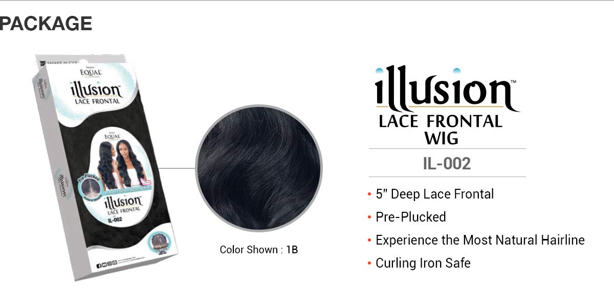 Freetress Equal Synthetic Illusion Lace Frontal Wig - IL-002 (1 Jet Black) | Natural-Looking Hairpiece for Women | Perfect for Daily Wear, Cosplay & Special Occasions