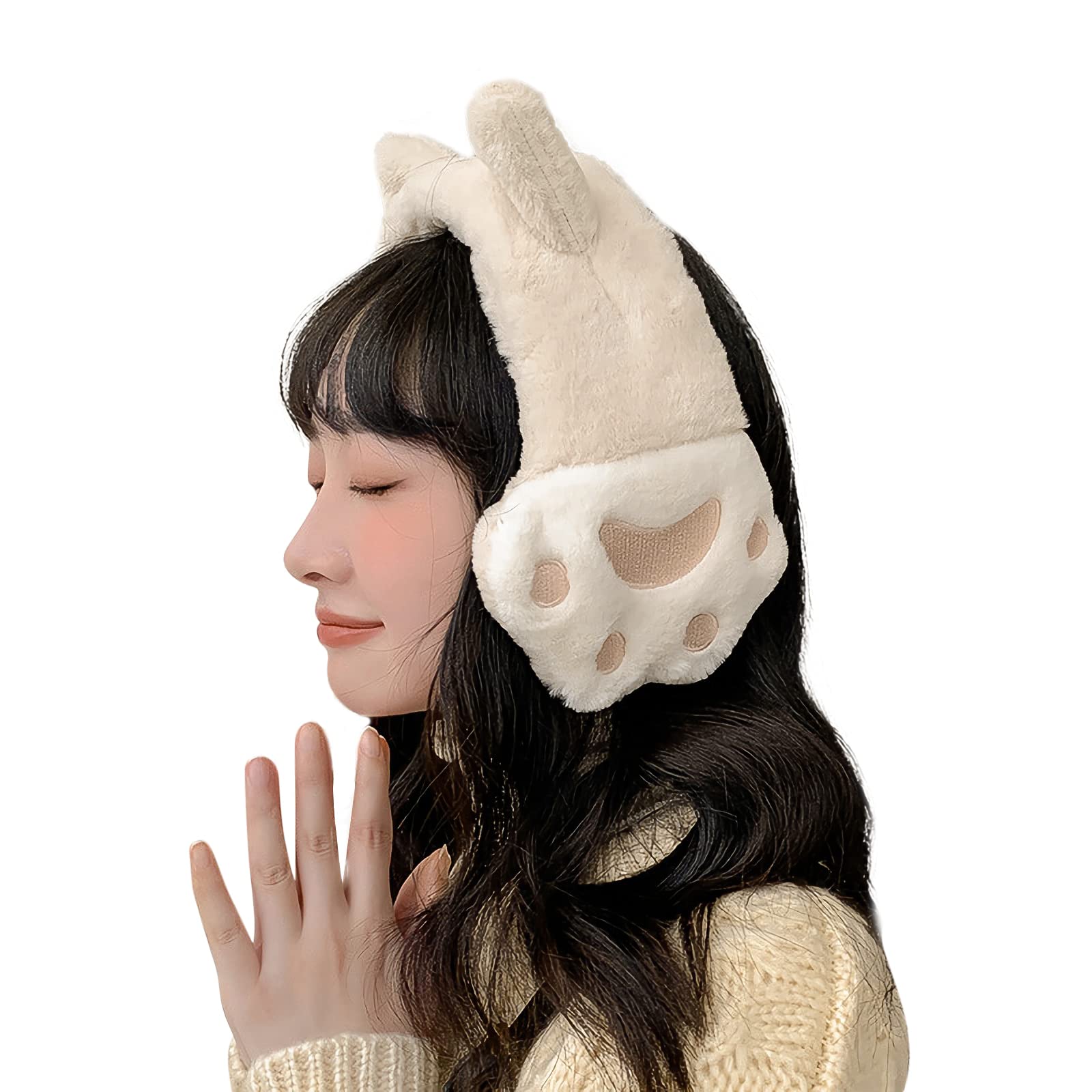 Adjustable Faux Fur Winter Ear Warmers for Women & Girls - Cute Cat Earmuffs for Skiing, Outdoor Activities & Cold Weather - Soft Fluffy Headband Ear Covers