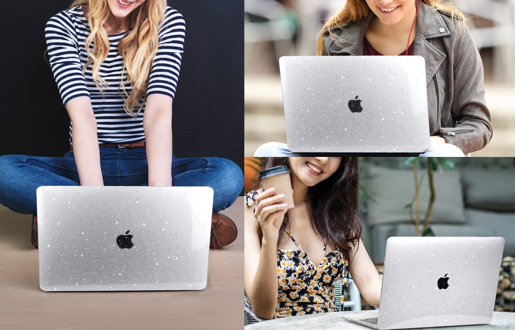 CISSOOK Clear Glitter Star Hard Shell Case for MacBook Pro 13 Inch (2020-2023 M1/M2 A2251/A2289/A2338) - Sparkly Plastic Protective Cover with Keyboard Protector | Perfect for Work, School & Travel Accessories