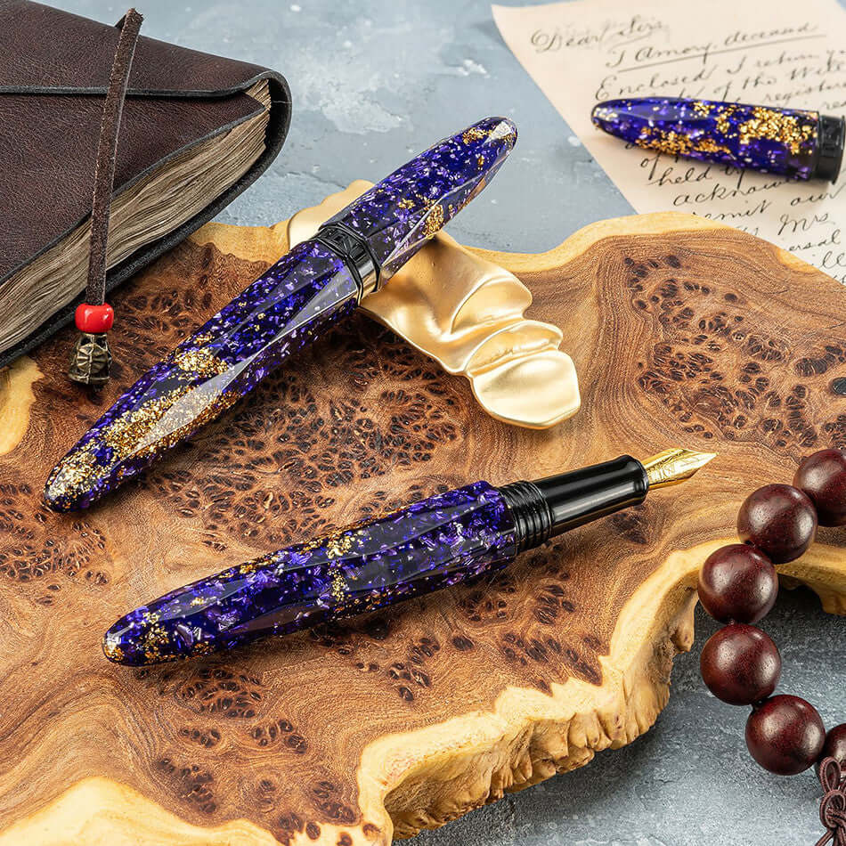 Benu Briolette Fountain Pen - Elegant Handcrafted Writing Pen with Iridescent Finish | Perfect for Journaling, Calligraphy & Gift Giving
