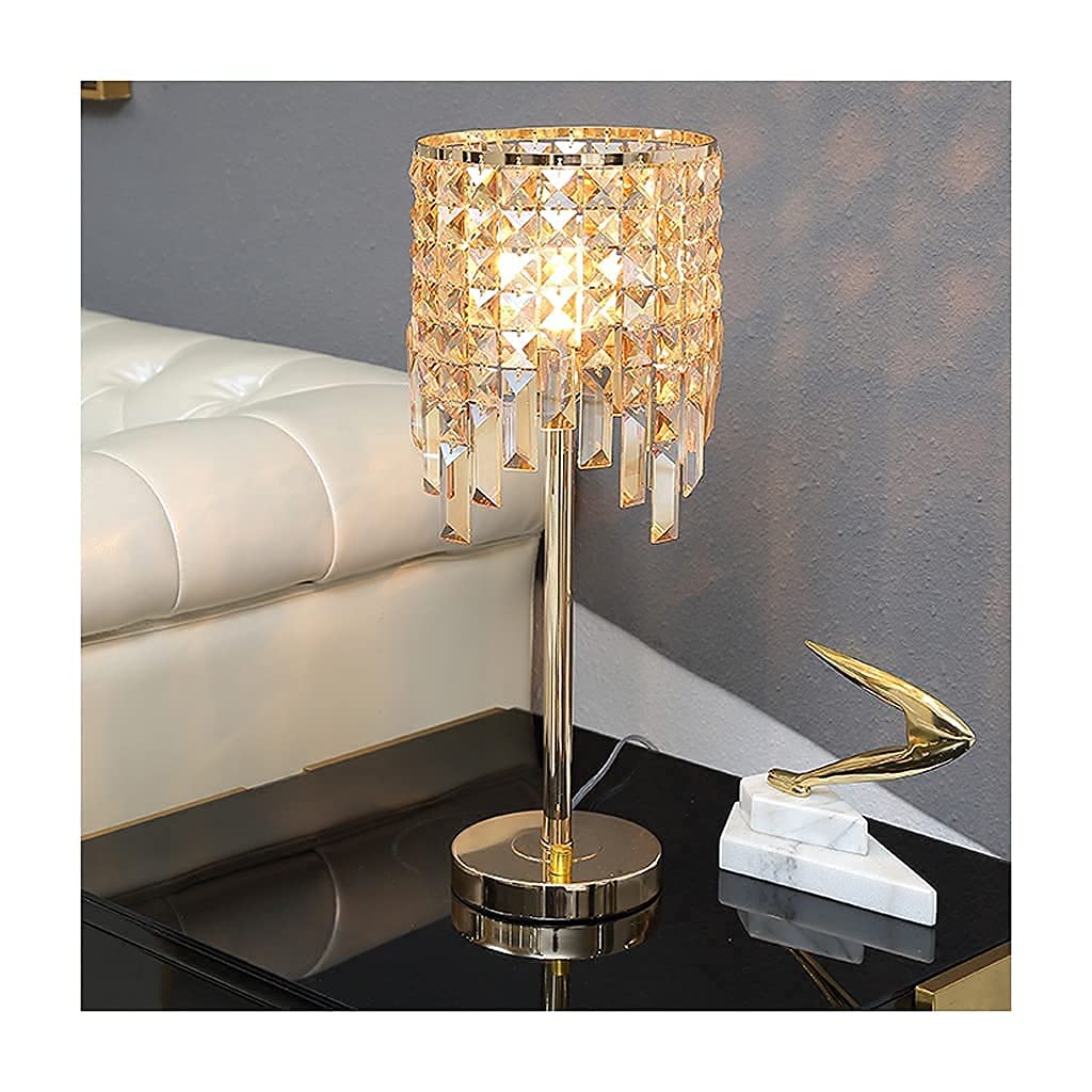 Modern Crystal Table Lamp - Minimalist LED Touch Dimming Bedside Lamp for Living Room & Bedroom - Warm & Romantic Decorative Lighting for Home Office, Dorm, Reading Nook