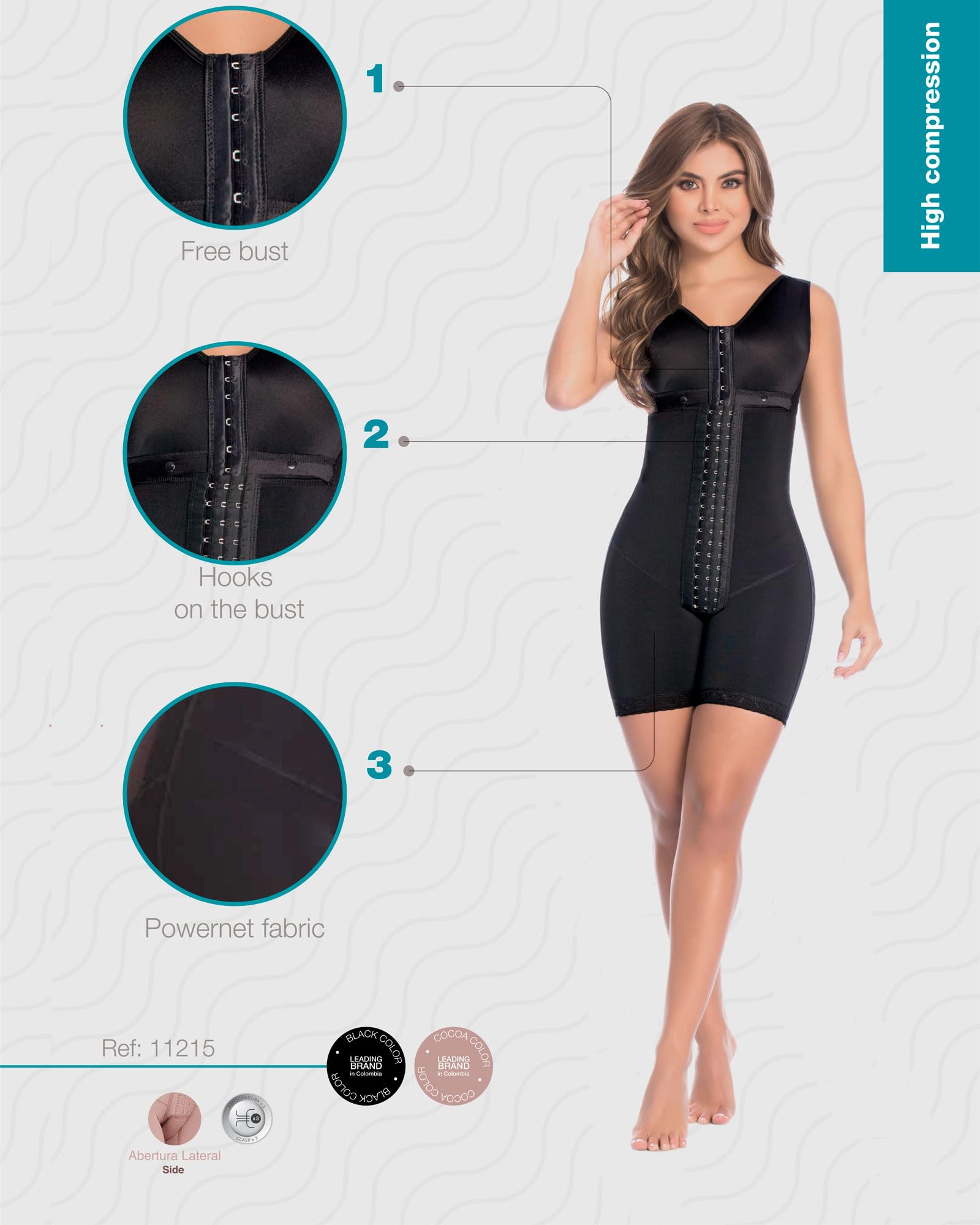 DPRADA DELIÉ by Fajas 09215 Colombian Postpartum Girdle - Full Body Shaper for Women - Black - Slimming Waist Trainer for Post Pregnancy & Weight Loss