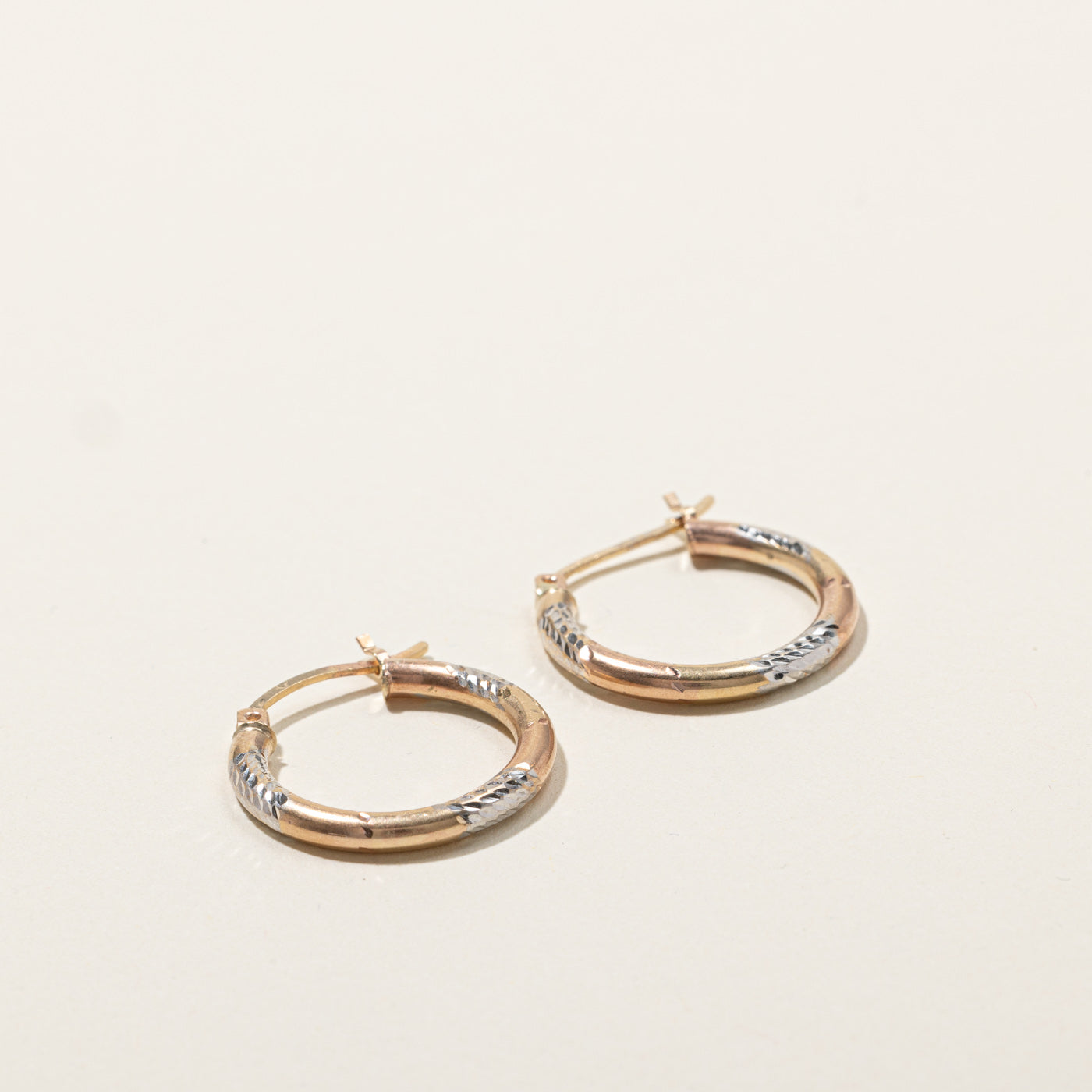 Two Tone Gold Hoop Earrings for Women - 14K Gold Plated Dainty Huggie Hoops - Perfect for Everyday Wear, Parties & Gifts
