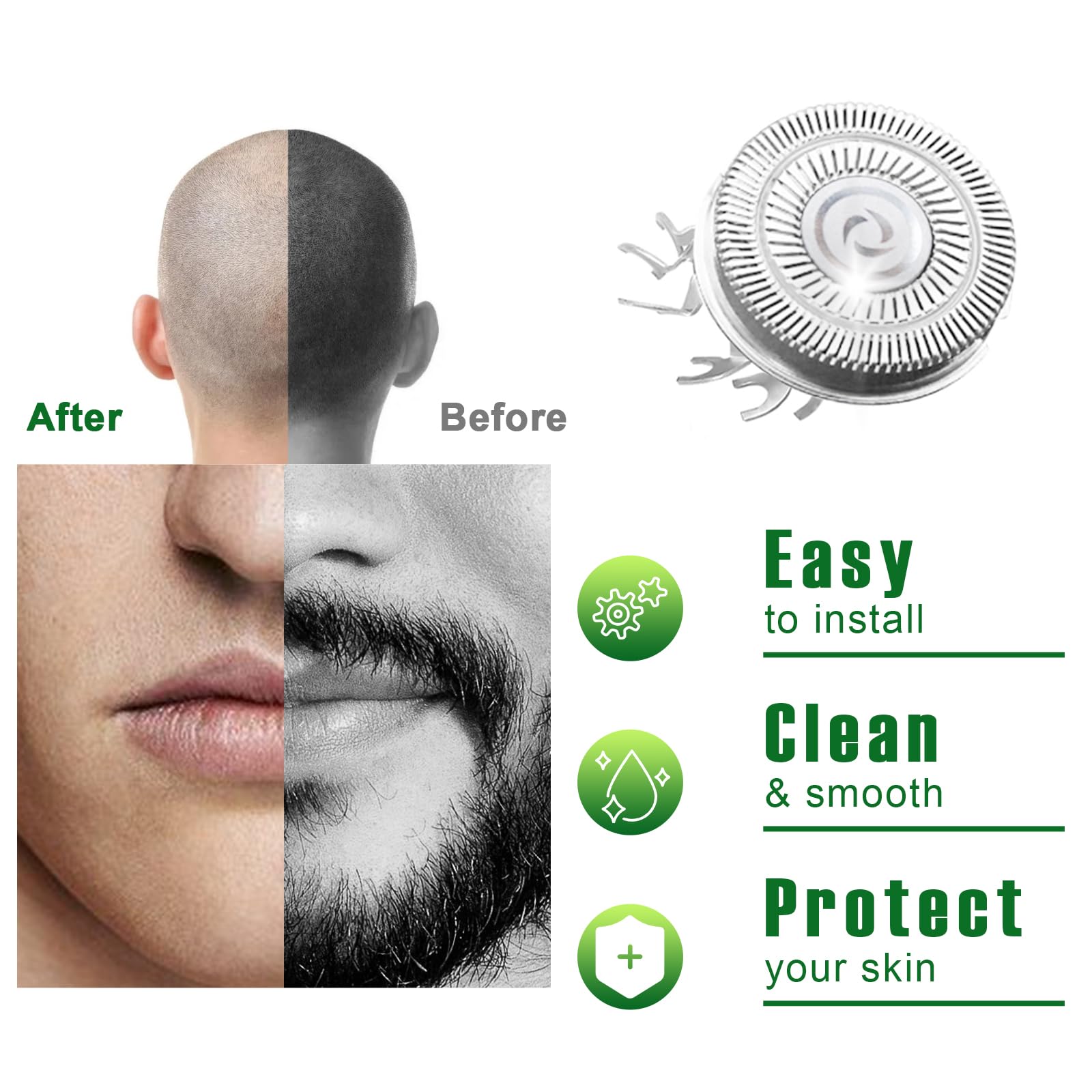 12 Pack Replacement Shaver Blades for Skull Shaver Pitbull Gold PRO - 4 Head Razor Blades for Men's Electric Shavers - Perfect for Travel, Home & Professional Grooming