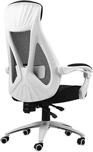 Premium Ergonomic High-Back Executive Office Chair - White Racing Style Swivel Gaming Chair for Home & Office Workspace, PC Gaming Setup, and Conference Rooms (No Footrest)